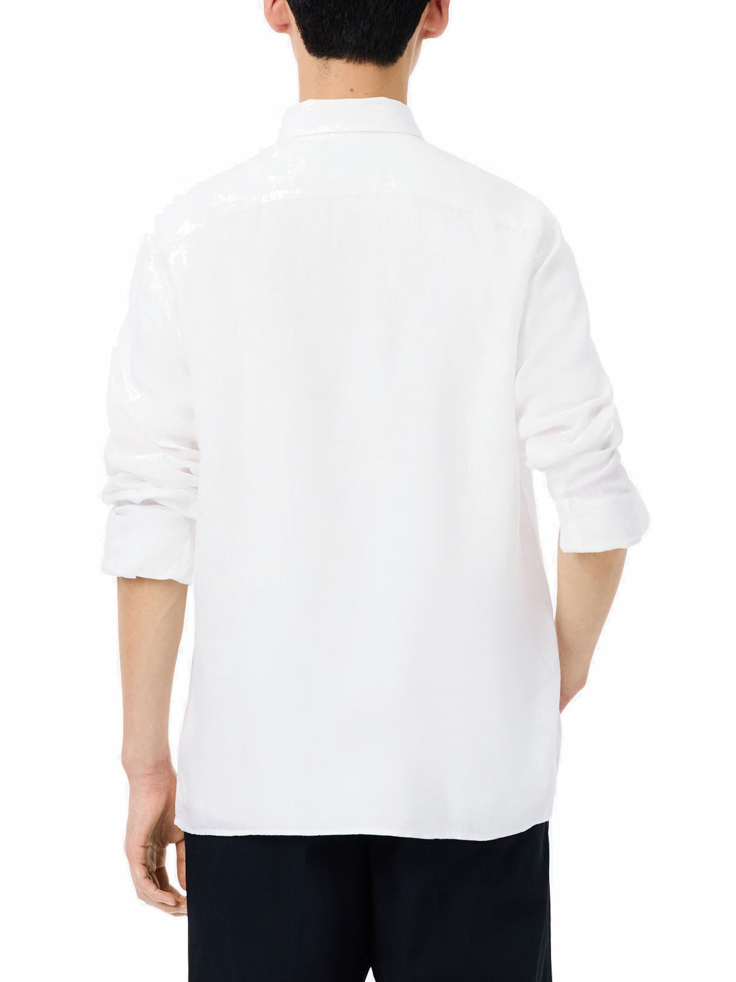 Lacoste Camicia di lino regular fit Bianco