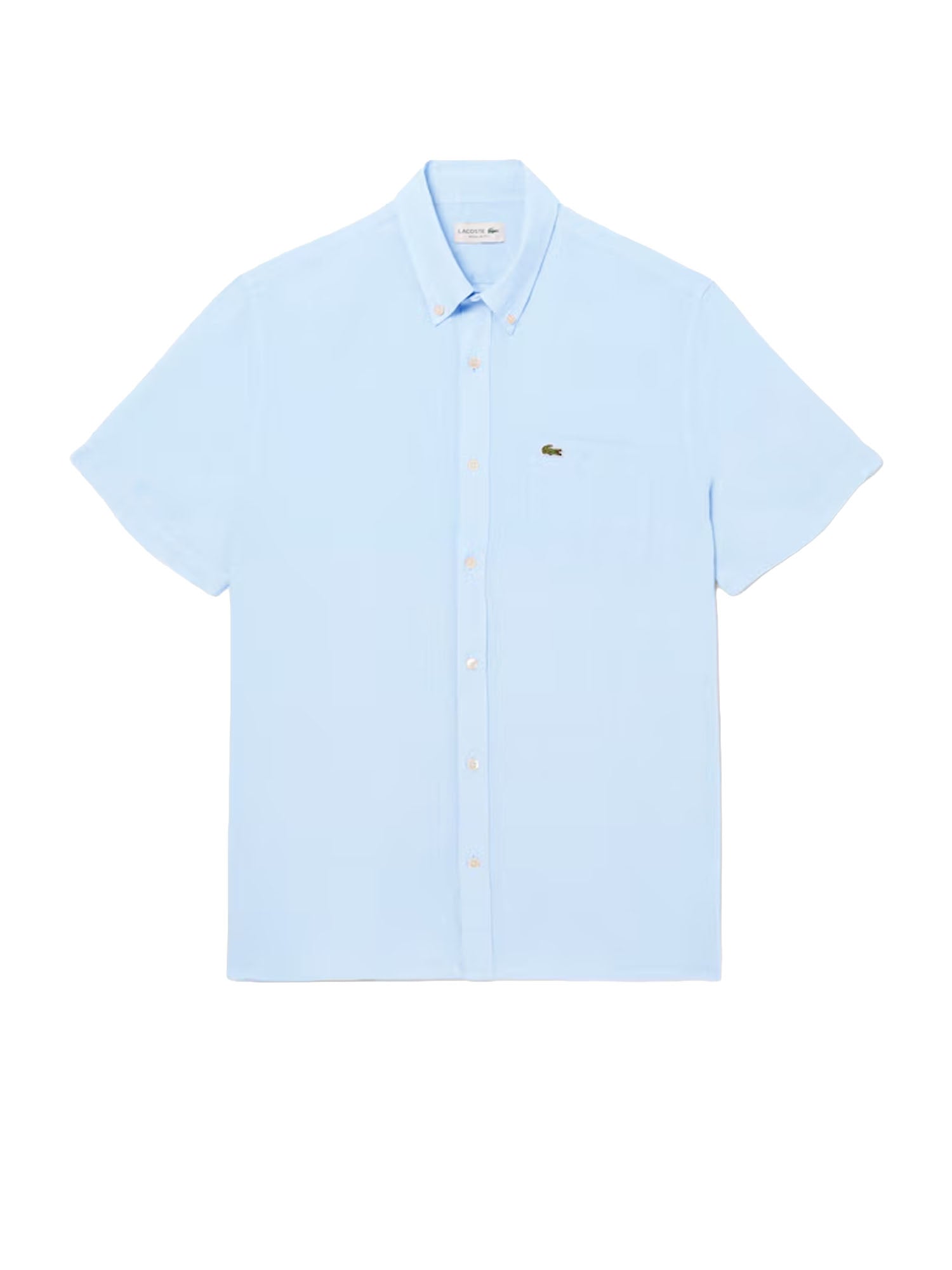 Lacoste Camicia di lino a maniche corte Azzurro