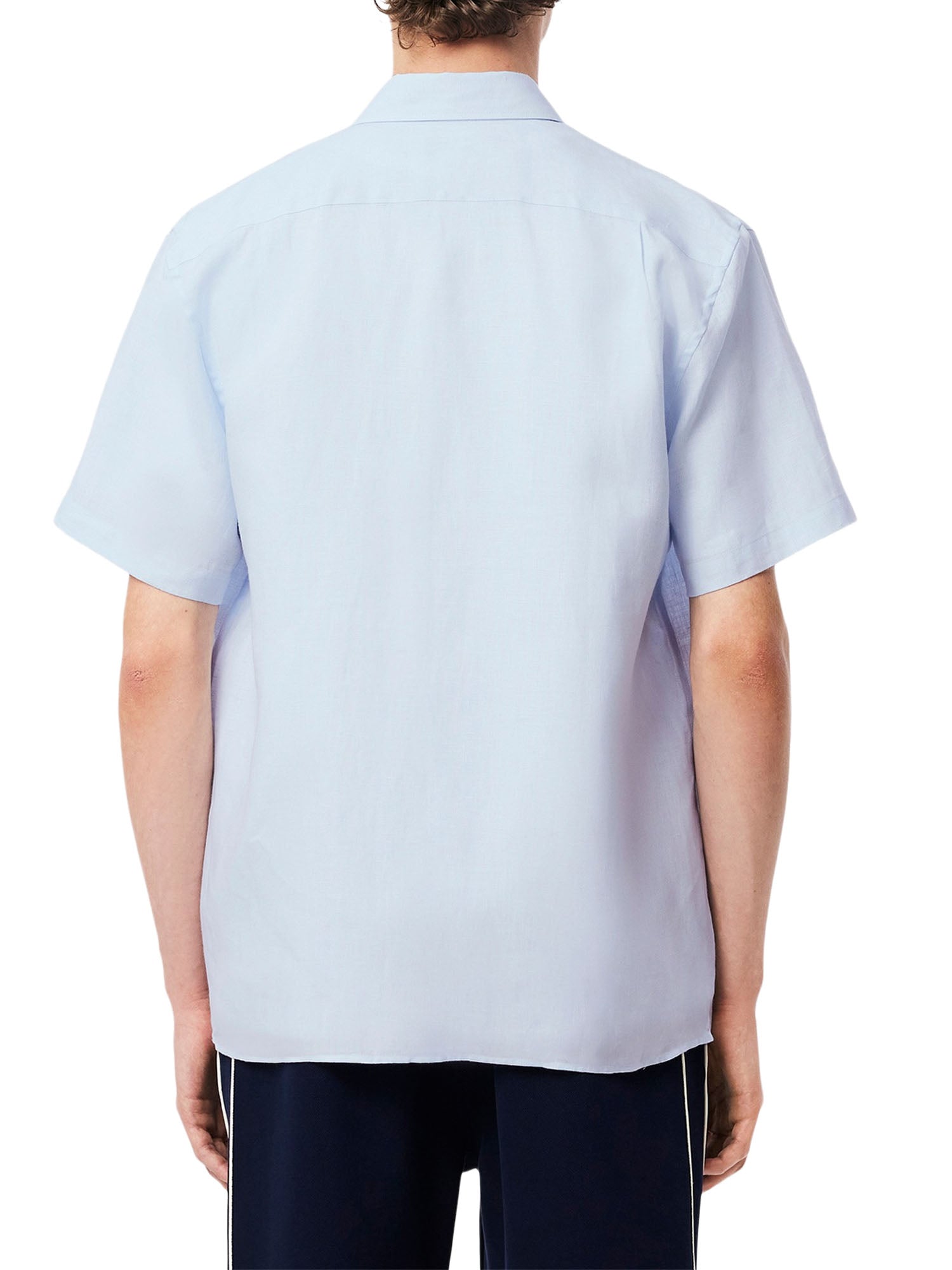 Lacoste Camicia di lino a maniche corte Azzurro