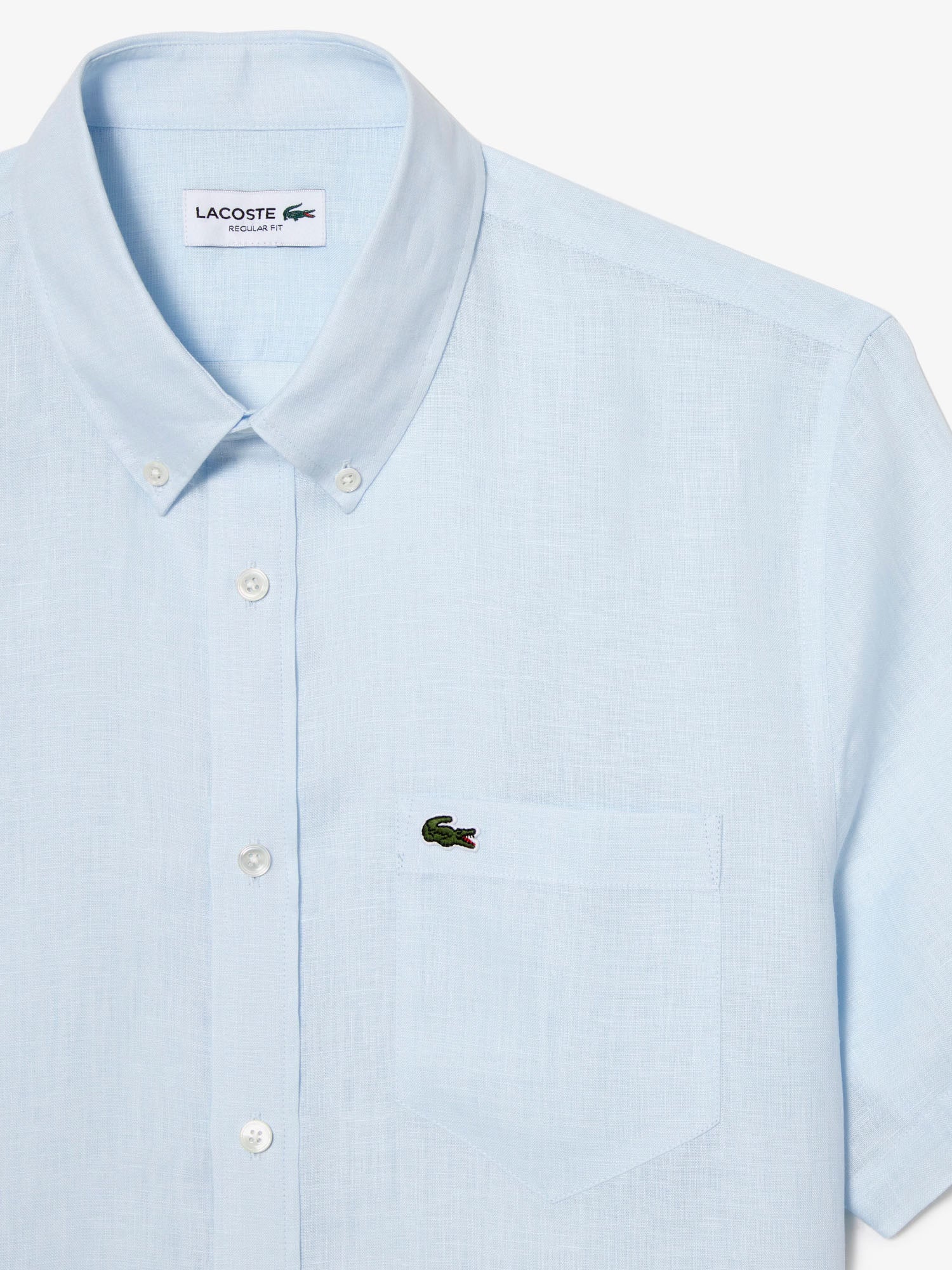 Lacoste Camicia di lino a maniche corte Azzurro