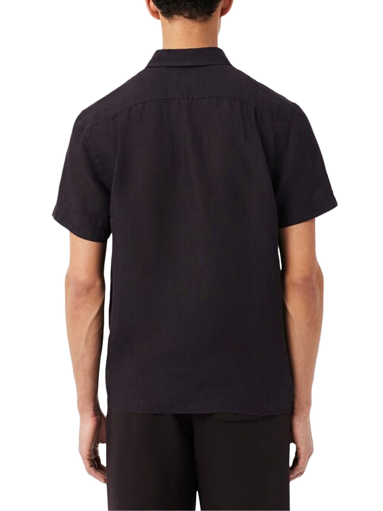 Lacoste Camicia di lino a maniche corte Marrone