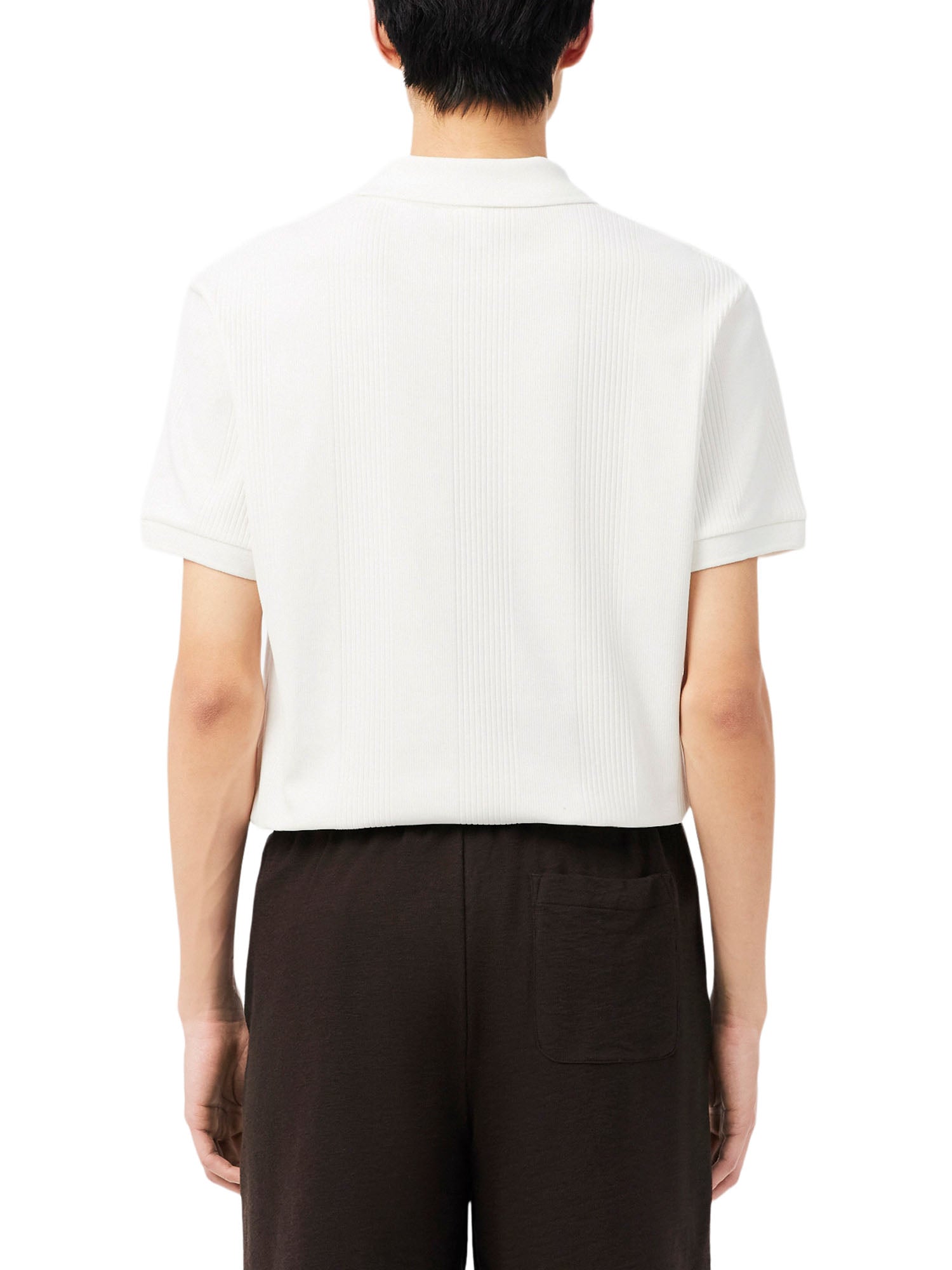 Lacoste Polo in maglia a coste classic fit Bianco