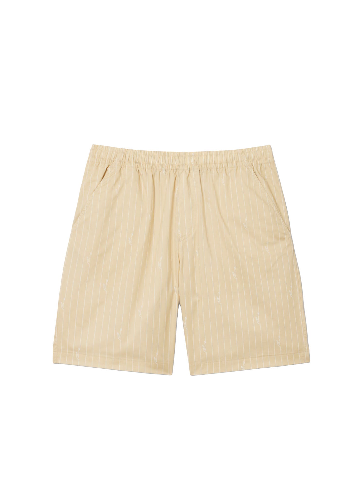 Lacoste Shorts in cotone a righe stampa coccodrillo Beige