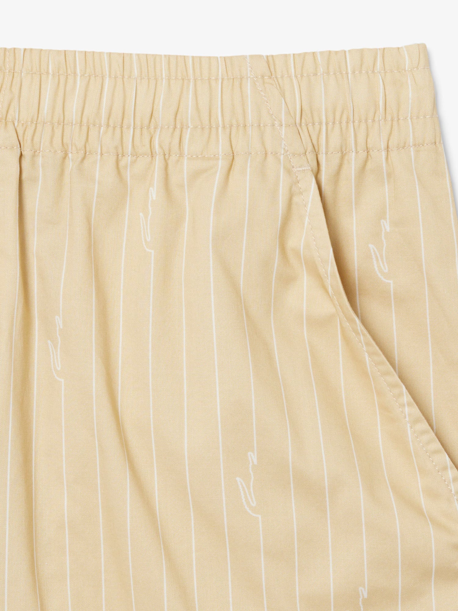 Lacoste Shorts in cotone a righe stampa coccodrillo Beige