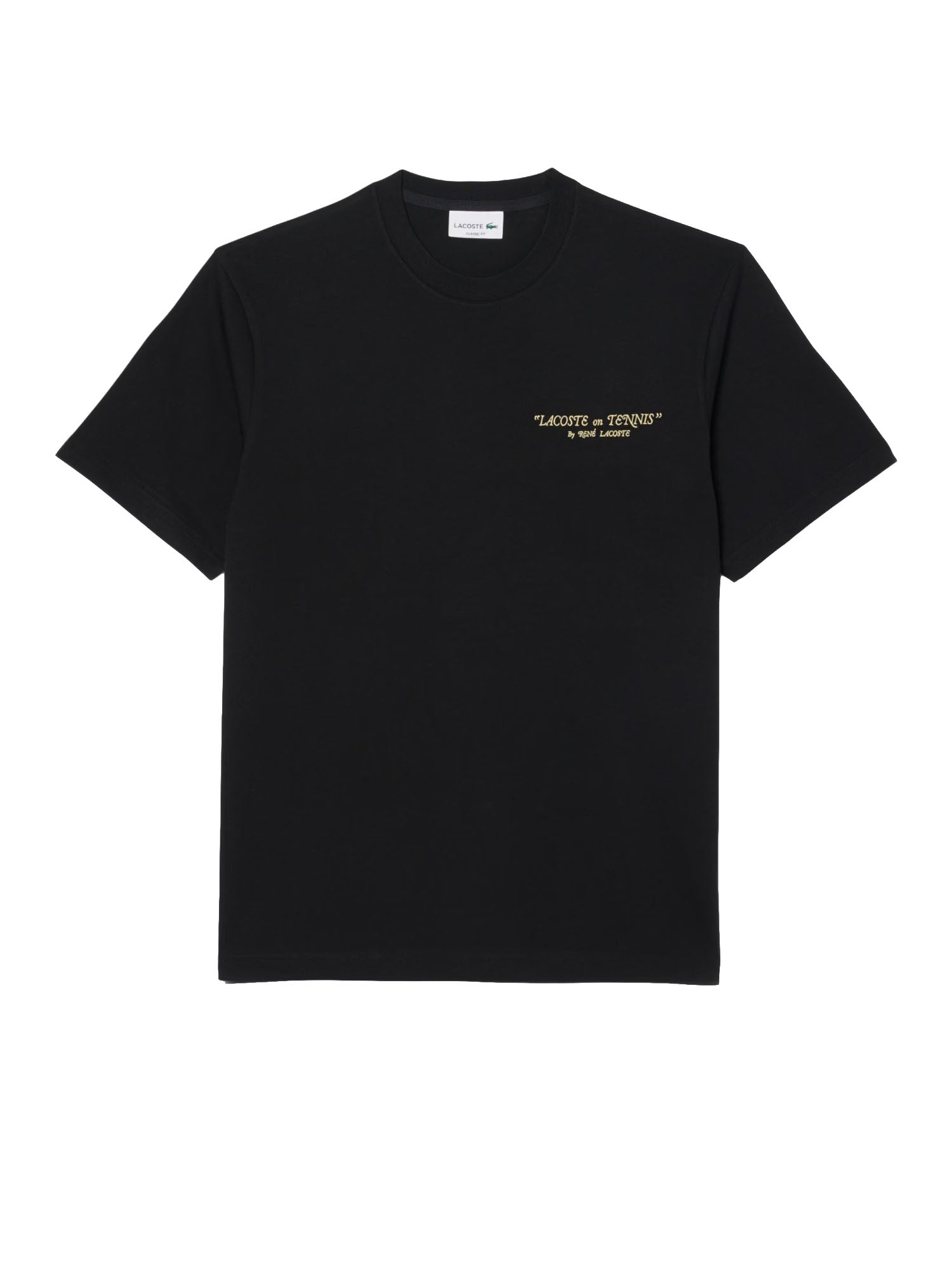Lacoste T-shirt ricamata in cotone pesante Nero
