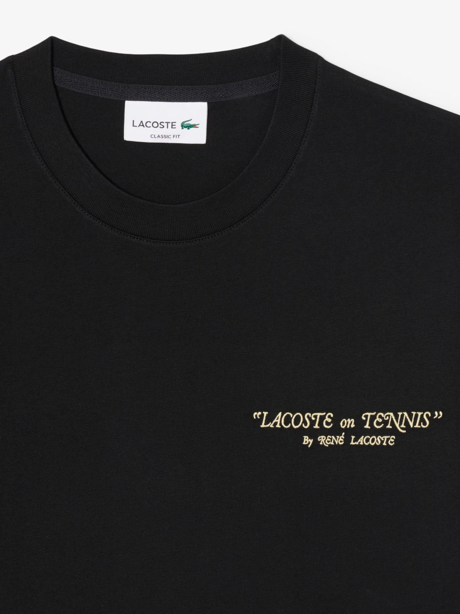 Lacoste T-shirt ricamata in cotone pesante Nero