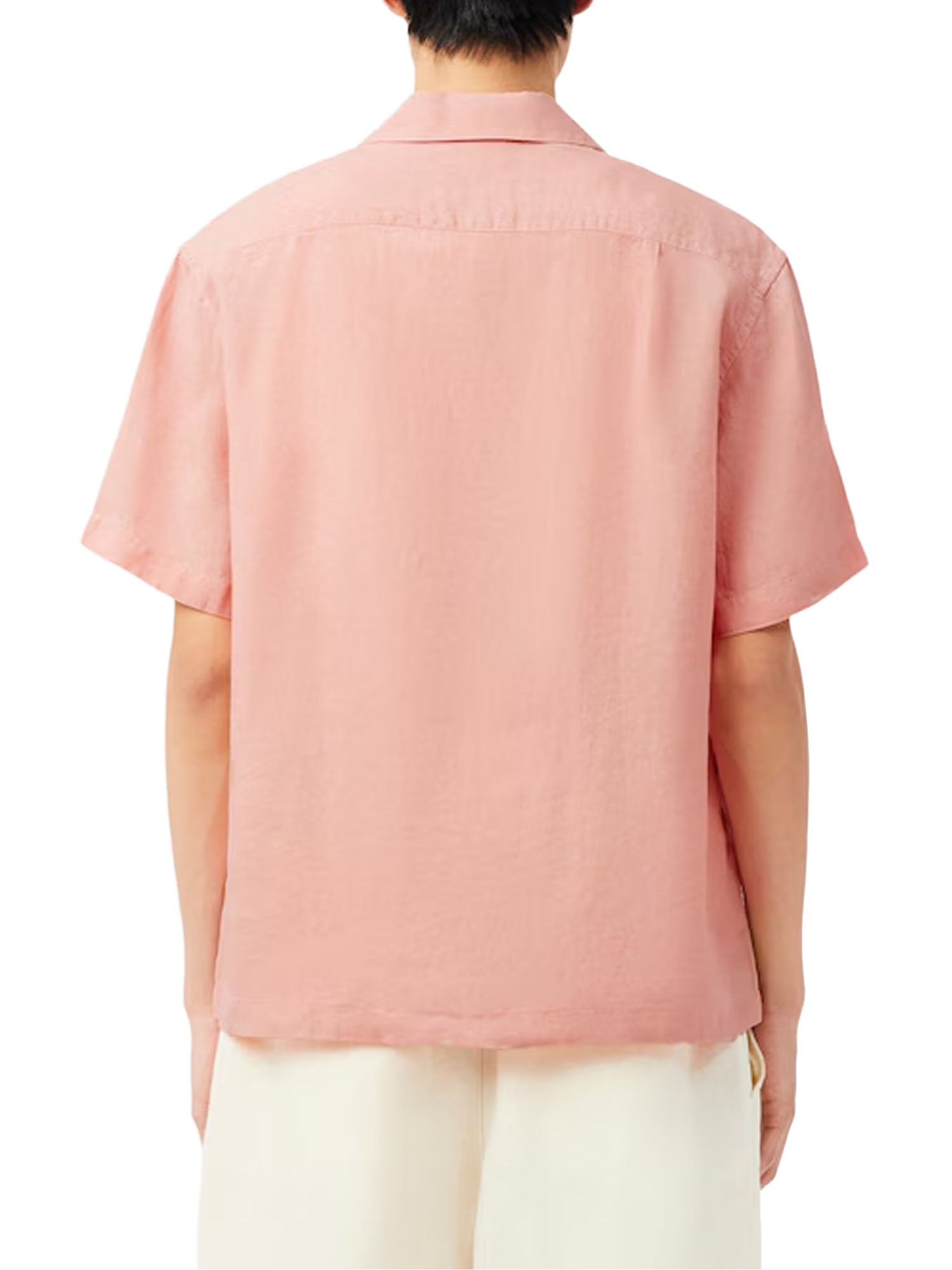 Lacoste Camicia relaxed fit in lino Rosa