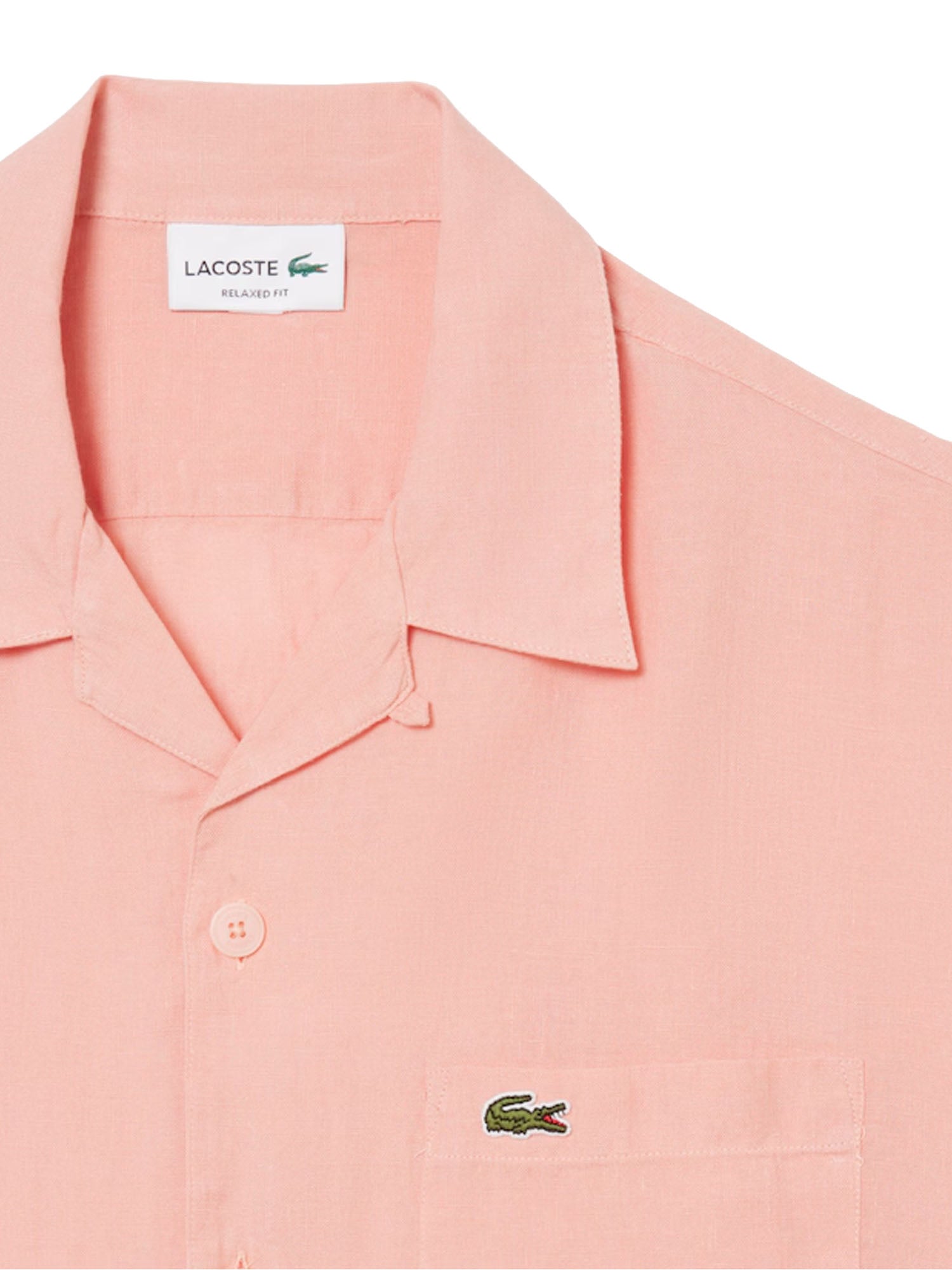 Lacoste Camicia relaxed fit in lino Rosa