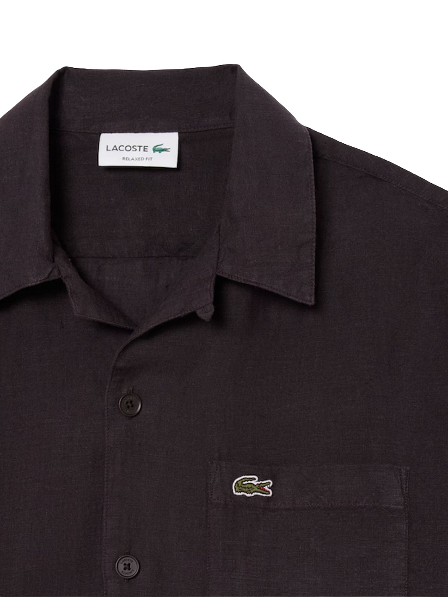 Lacoste Camicia relaxed fit in lino Marrone