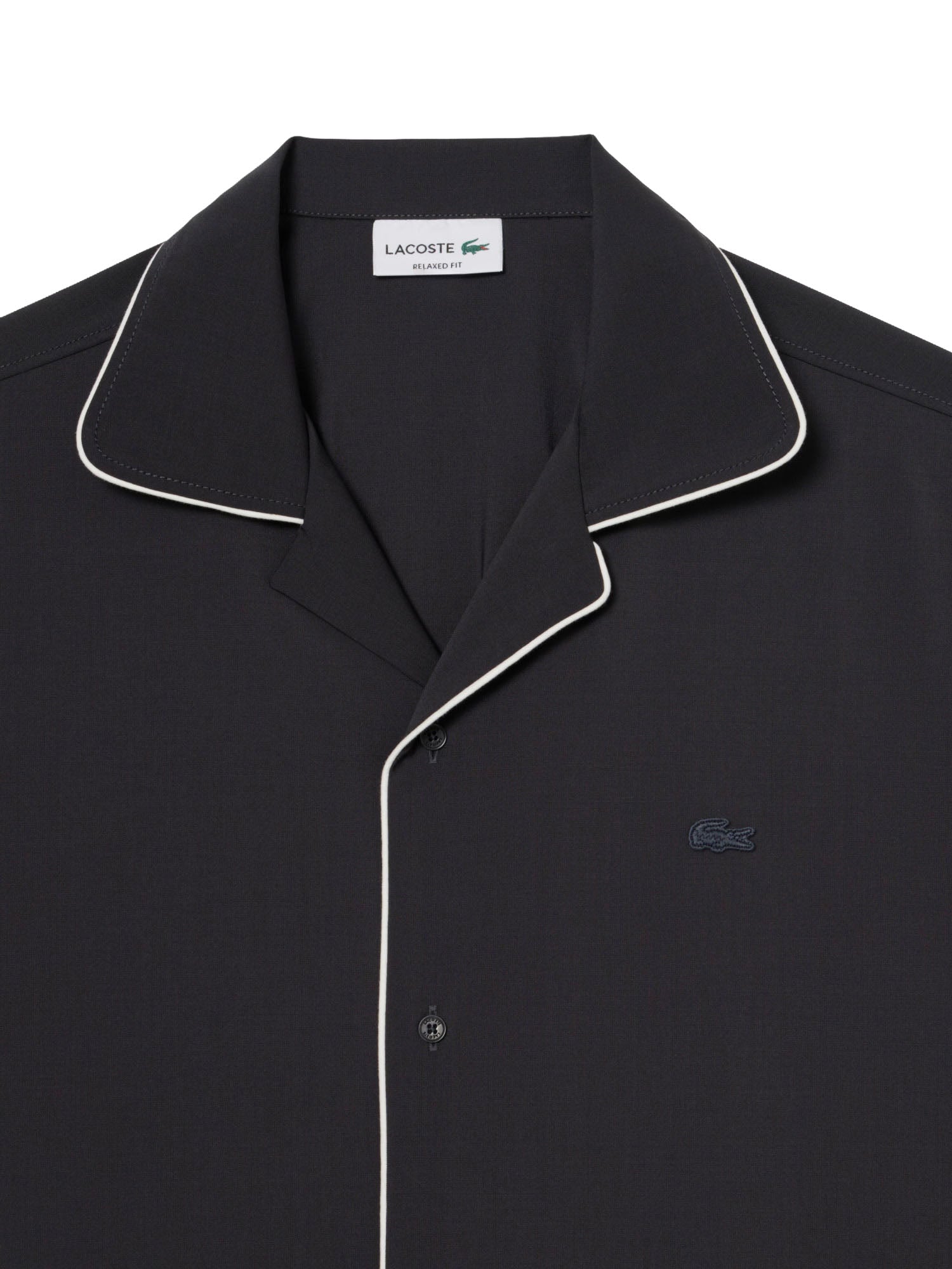 Lacoste Camicia in lana a maniche corte relaxed fit Grigio