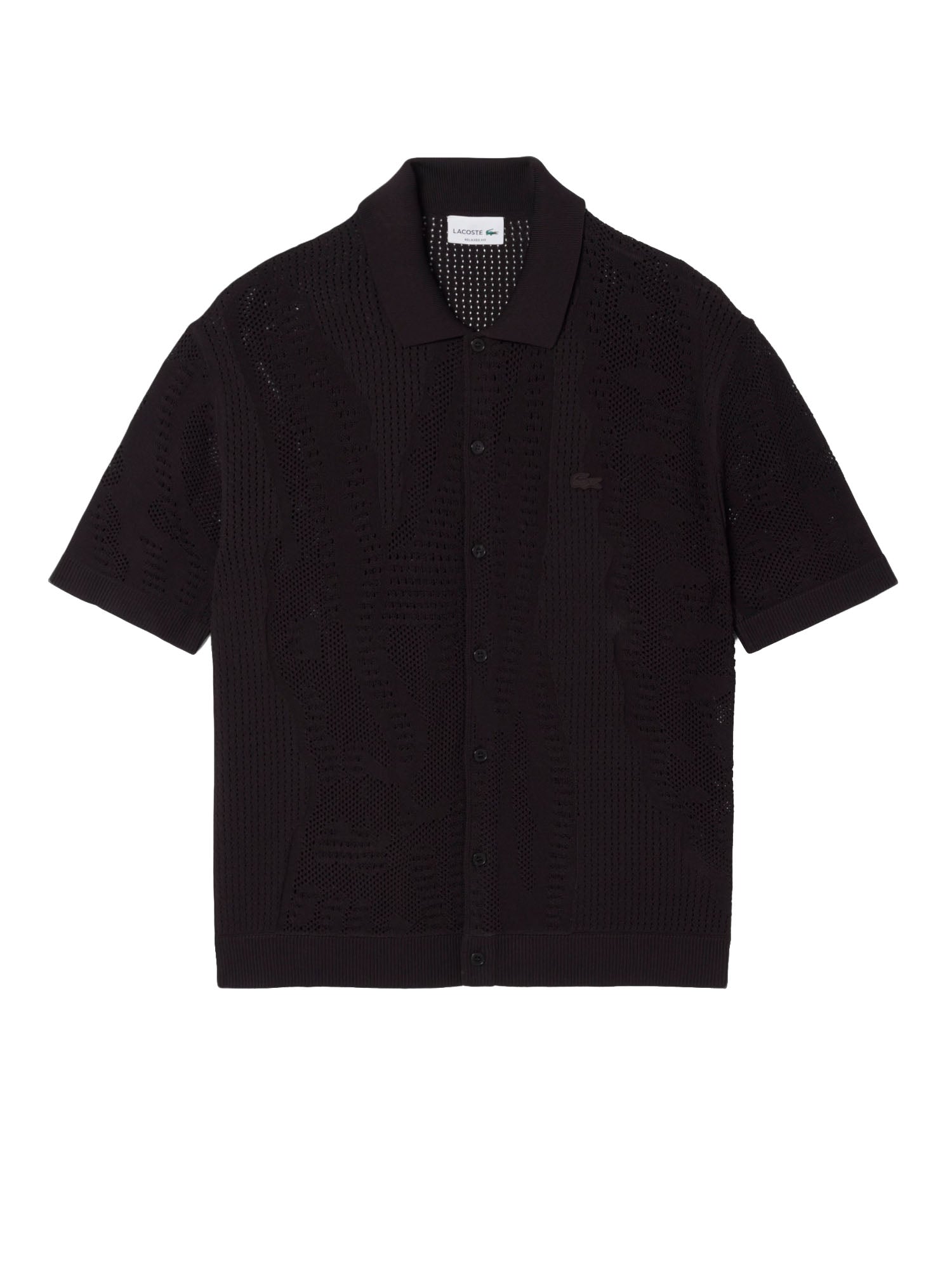 Lacoste Camicia in maglia di pizzo con coccodrillo Marrone