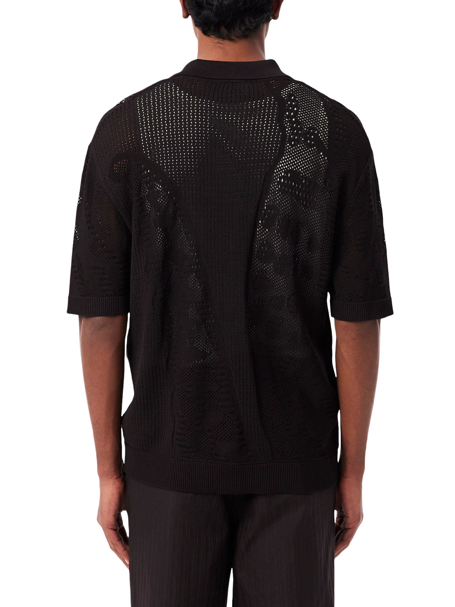 Lacoste Camicia in maglia di pizzo con coccodrillo Marrone