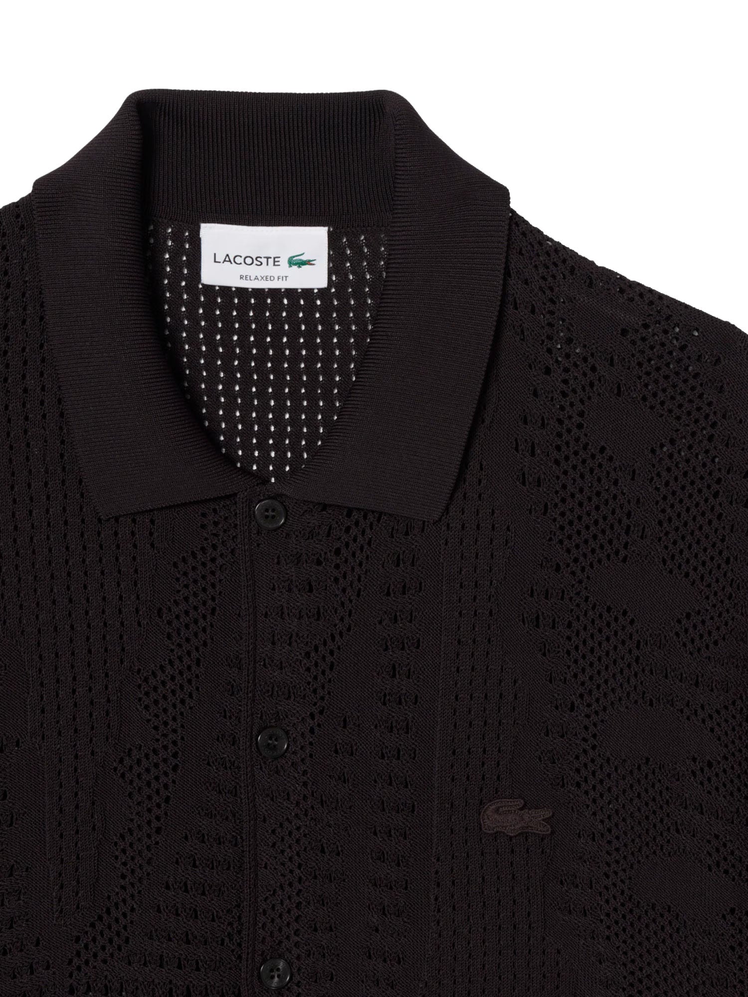 Lacoste Camicia in maglia di pizzo con coccodrillo Marrone