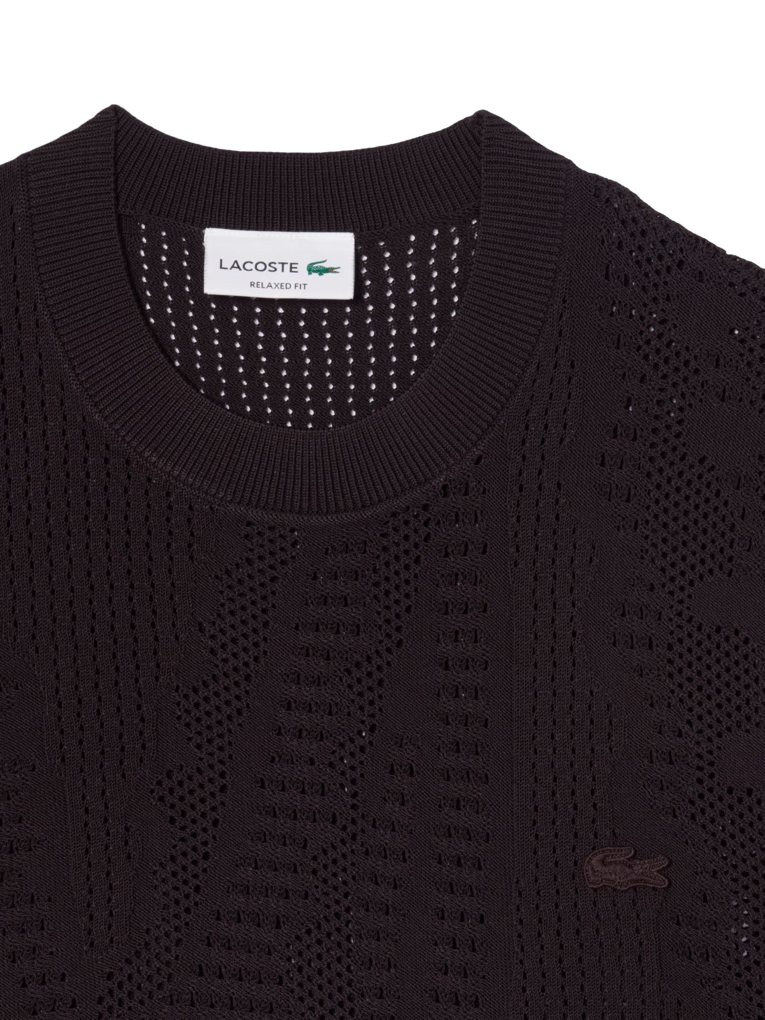 Lacoste Maglione stampato a maniche corte relaxed fit Marrone