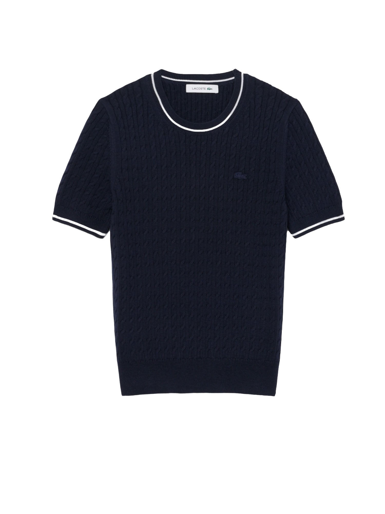 Lacoste Maglione a maniche corte in maglia a trecce Blu