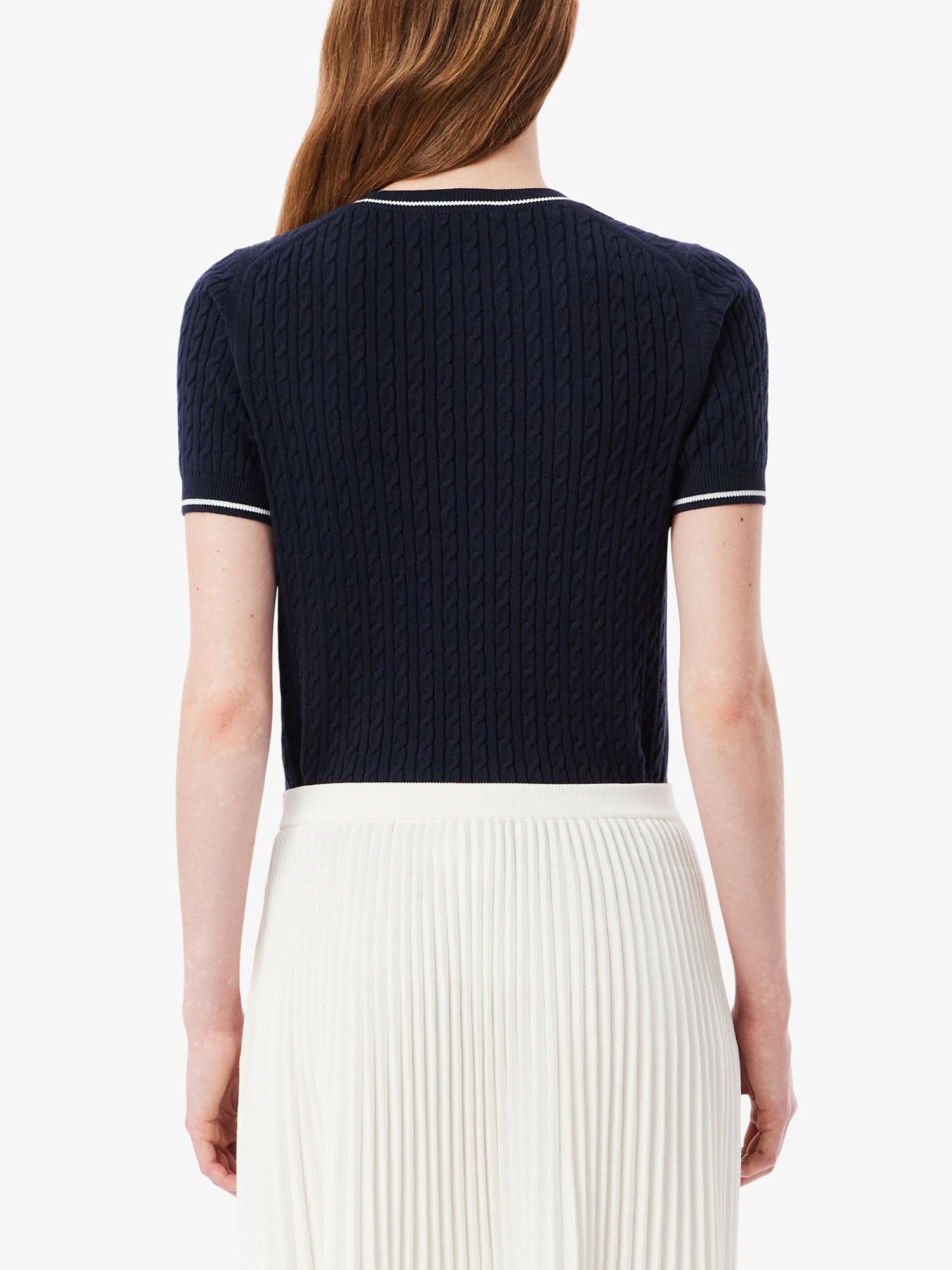 Lacoste Maglione a maniche corte in maglia a trecce Blu