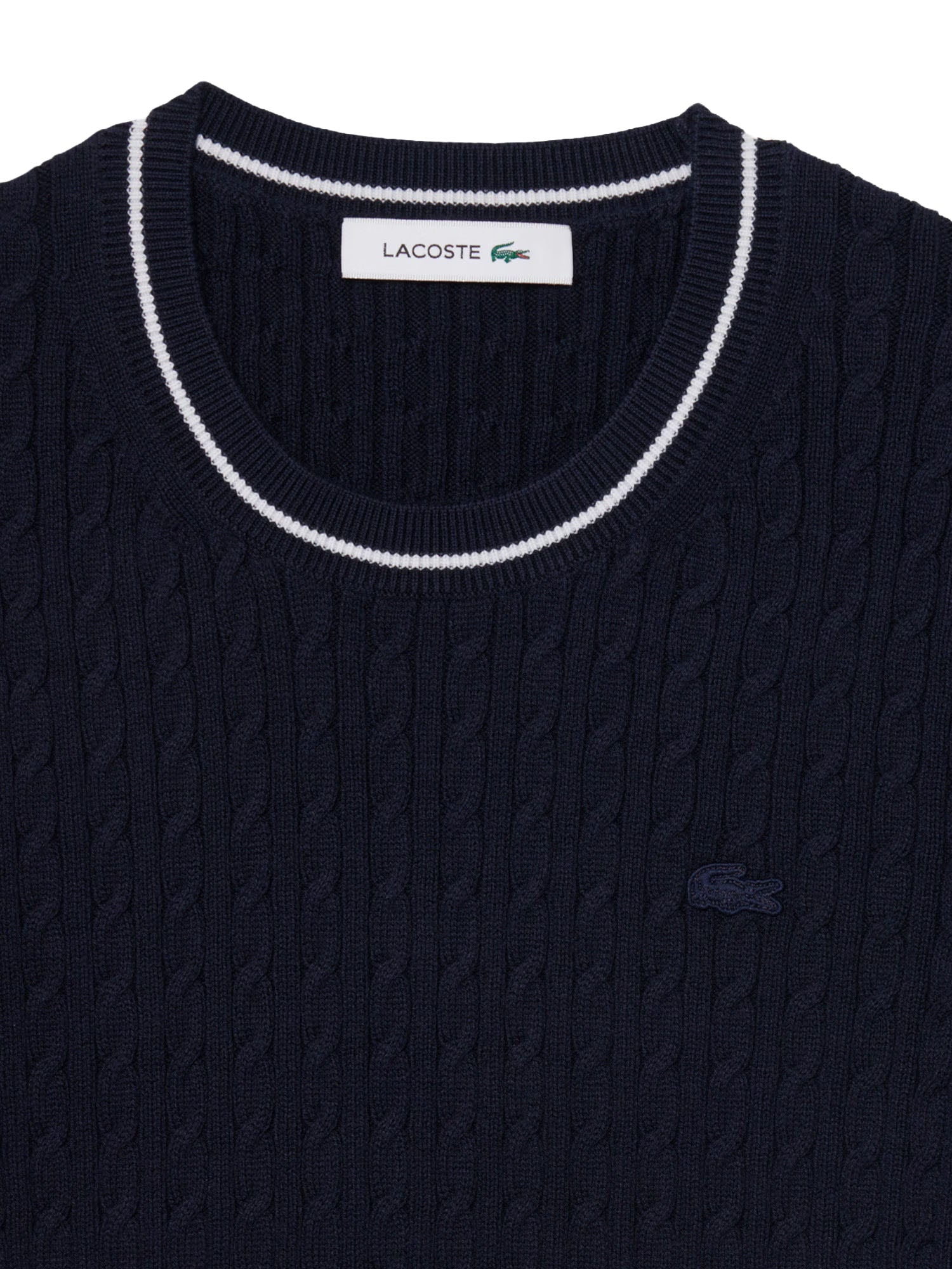 Lacoste Maglione a maniche corte in maglia a trecce Blu