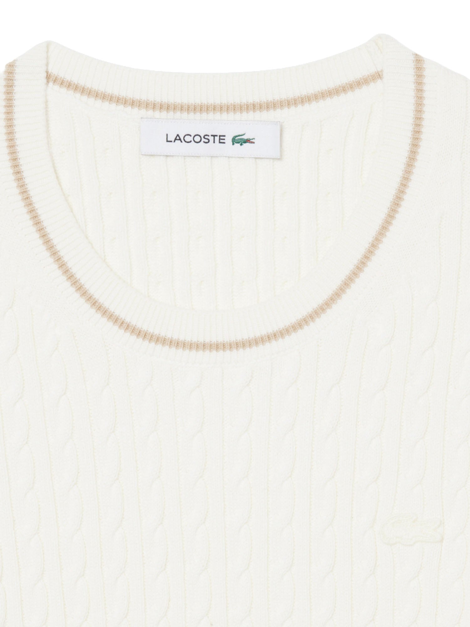 Lacoste Maglione a maniche corte in maglia a trecce Bianco