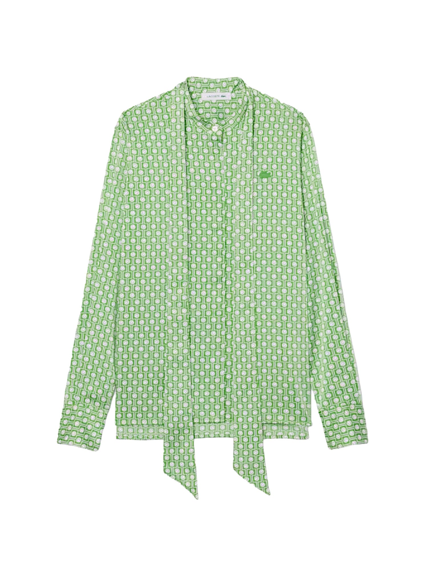 Lacoste Camicia regular fit con collo annodato staccabile Verde