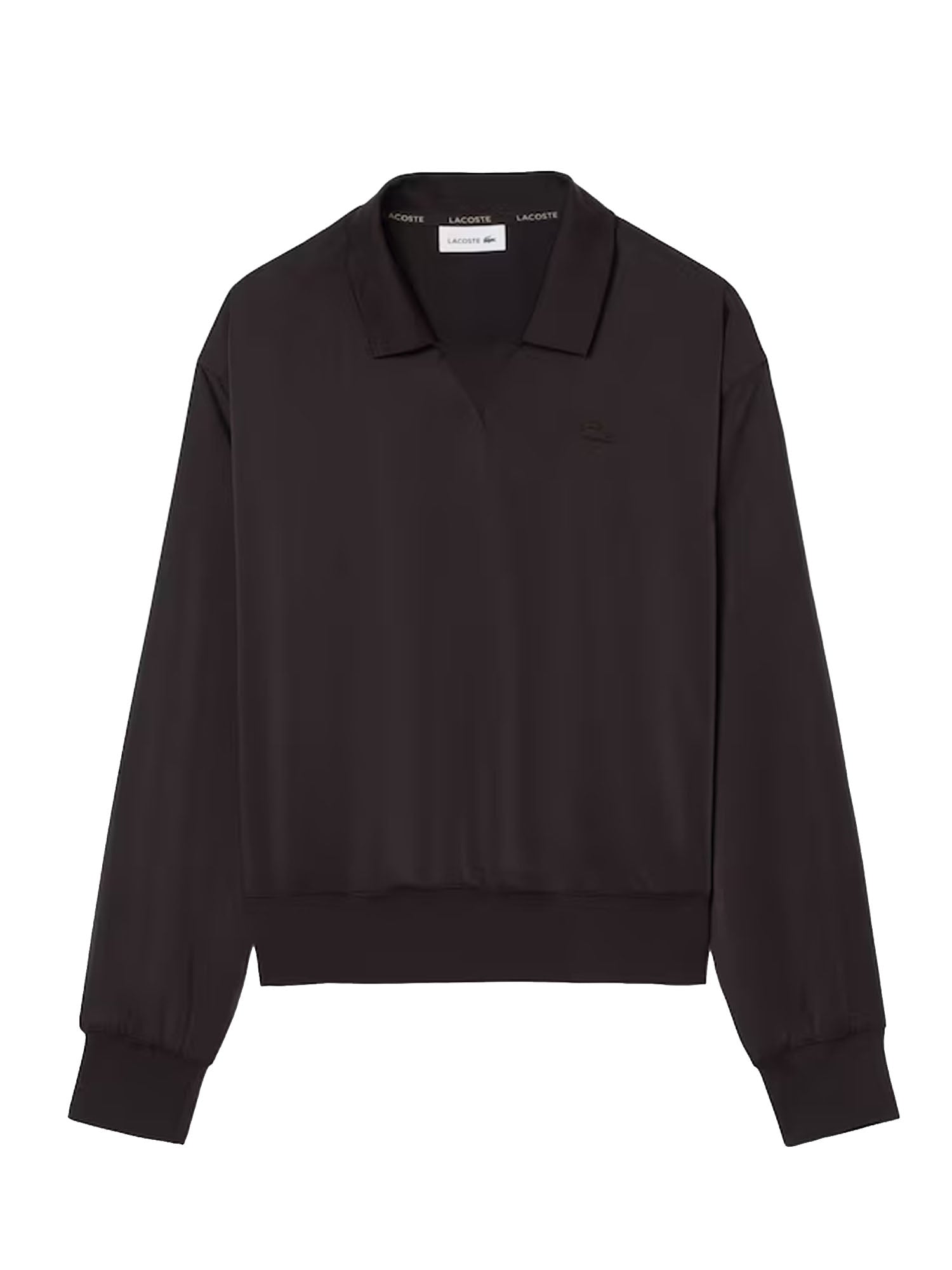 Lacoste Polo in raso relaxed fit Marrone