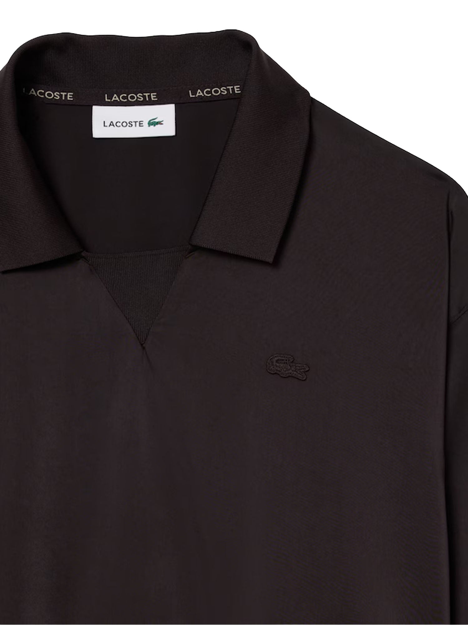 Lacoste Polo in raso relaxed fit Marrone