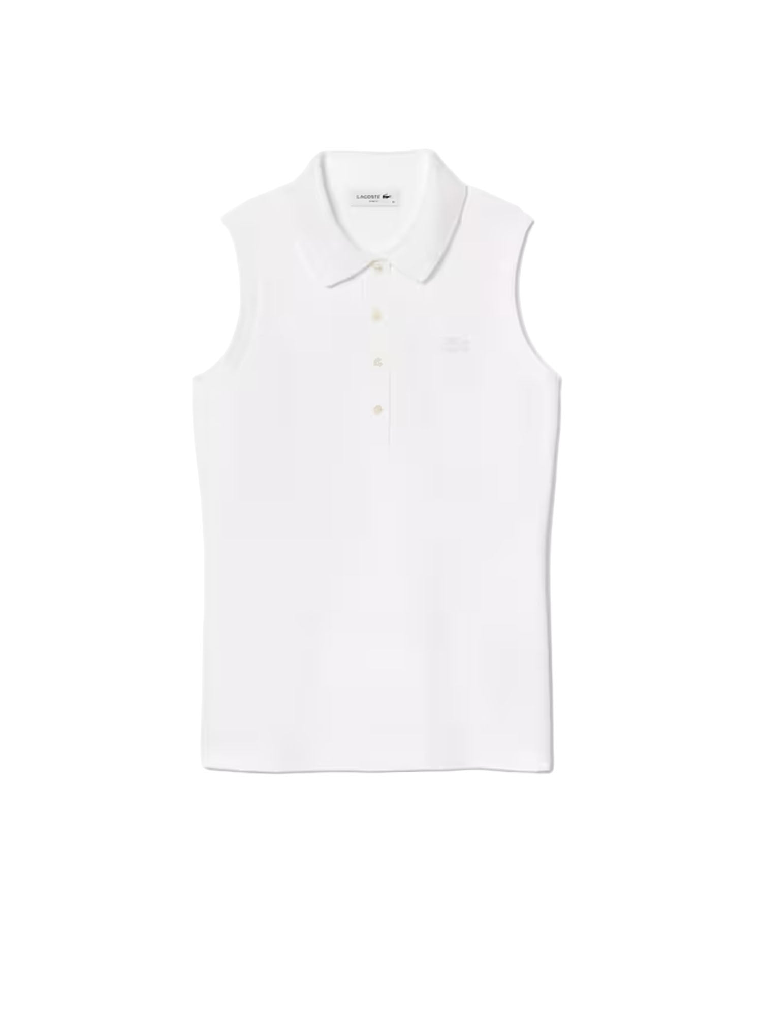 Lacoste Polo slim fit senza maniche elasticizzata L.12.D Bianco