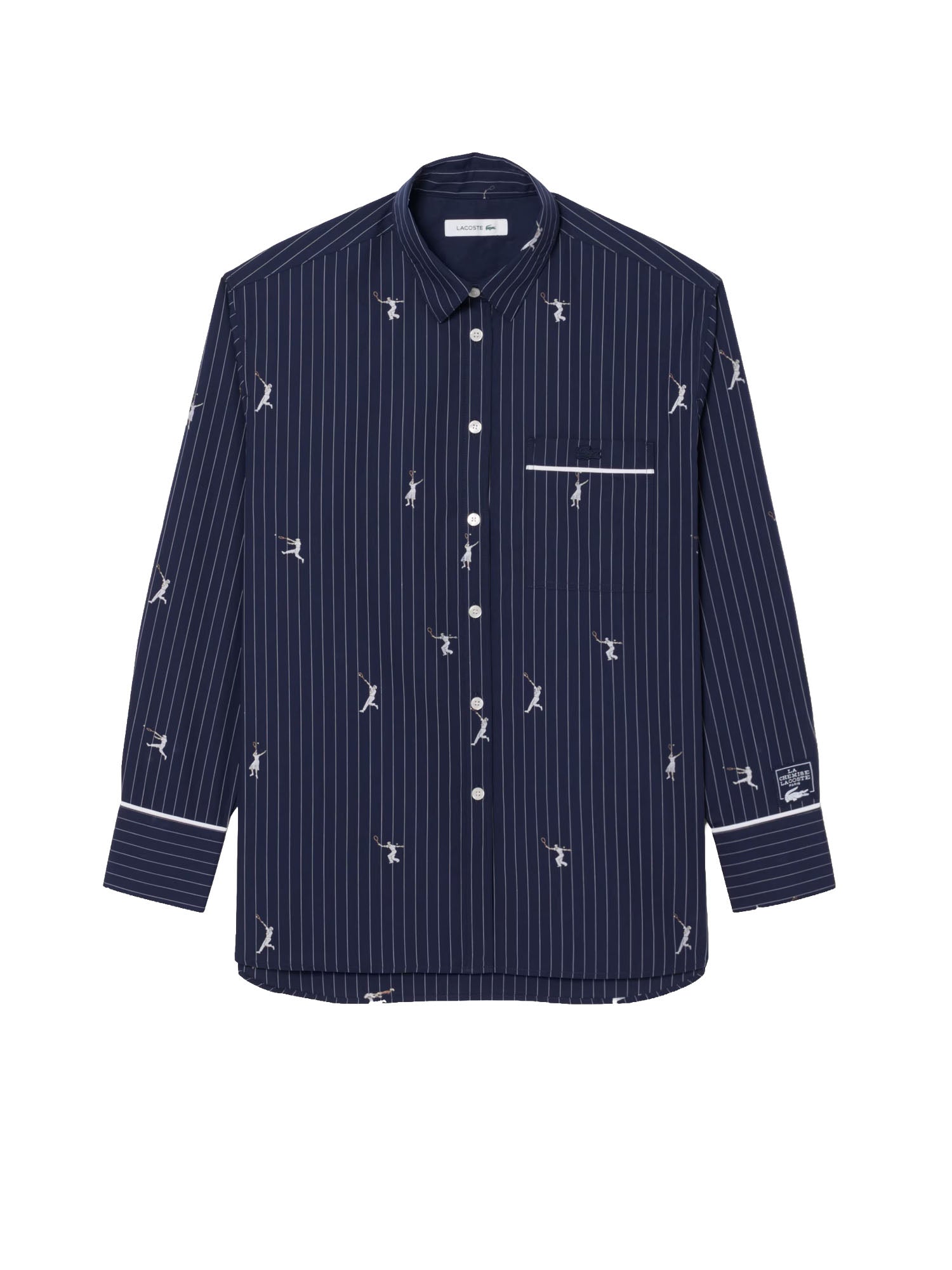 Lacoste Camicia oversize con motivi jacquard Blu