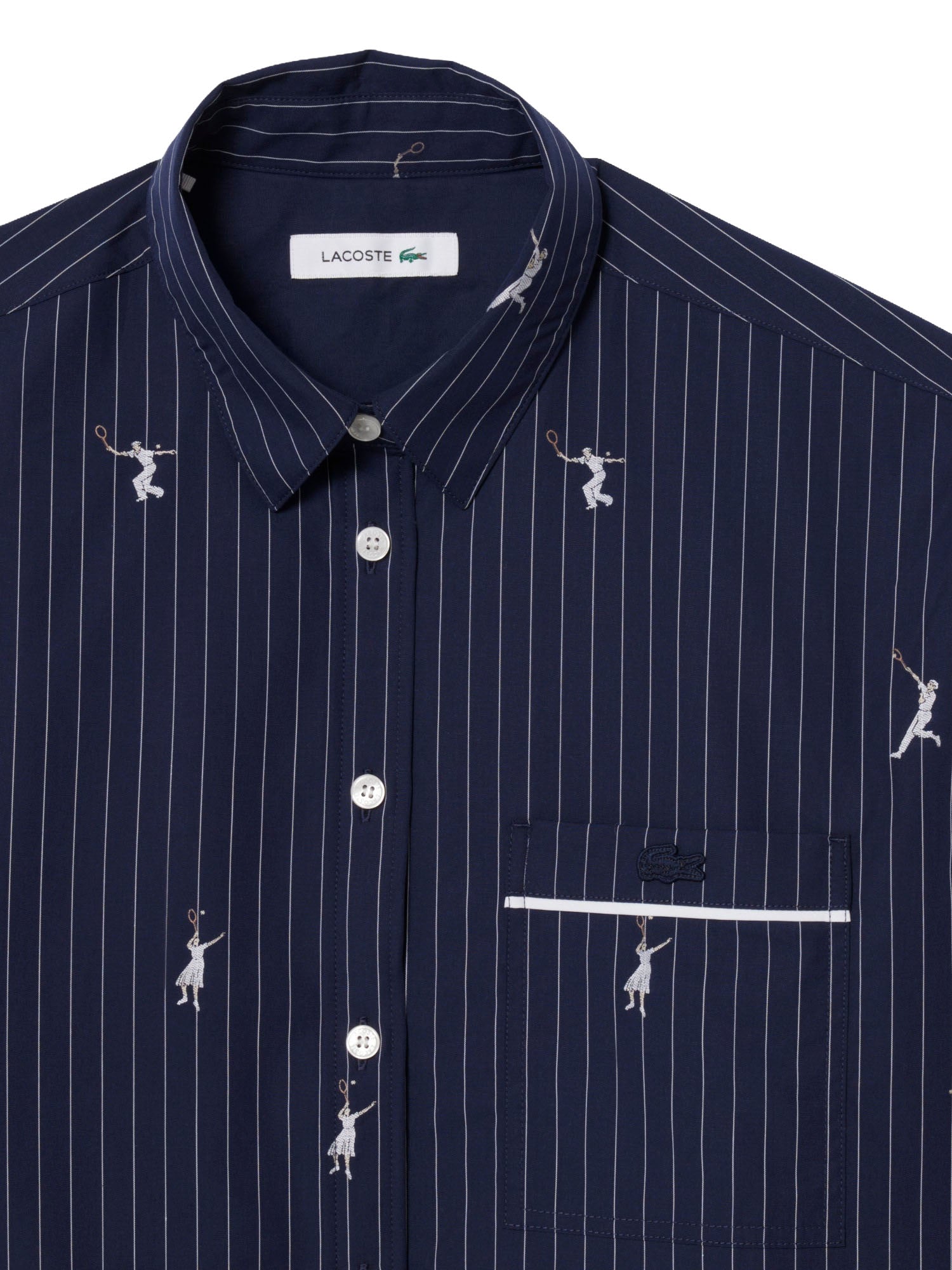 Lacoste Camicia oversize con motivi jacquard Blu