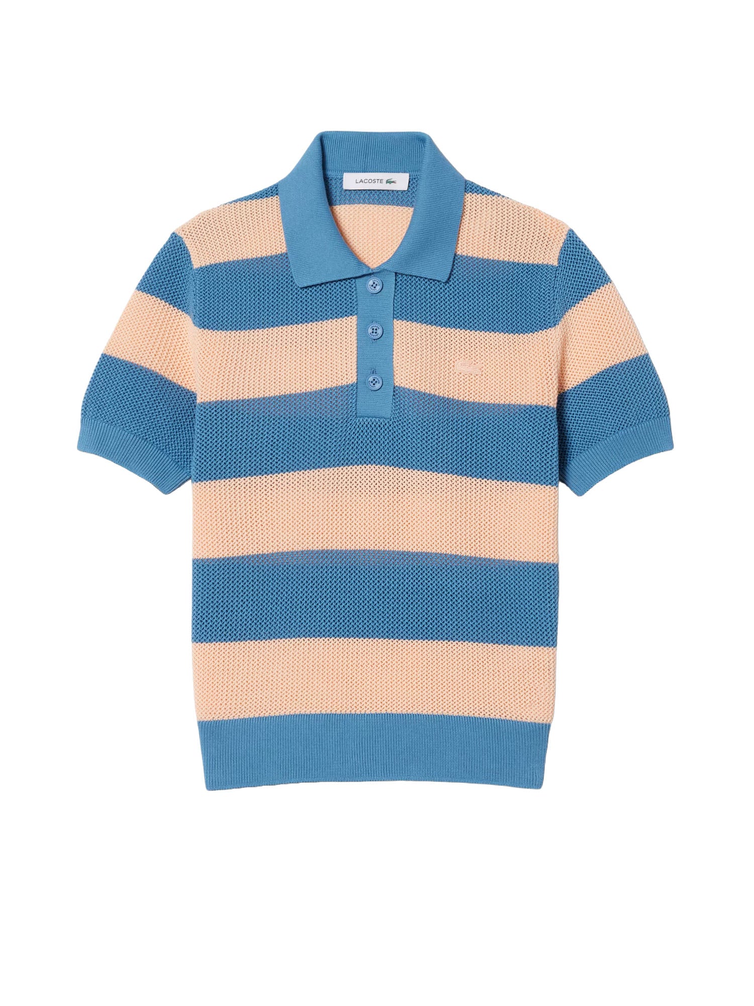Lacoste Maglione a collo polo in maglia a rete a righe Multicolore