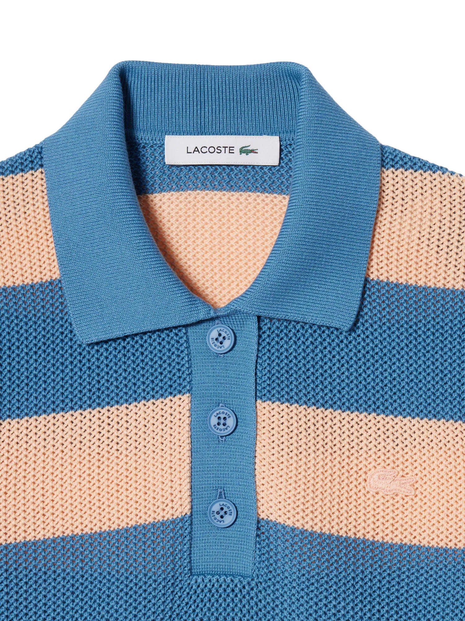 Lacoste Maglione a collo polo in maglia a rete a righe Multicolore