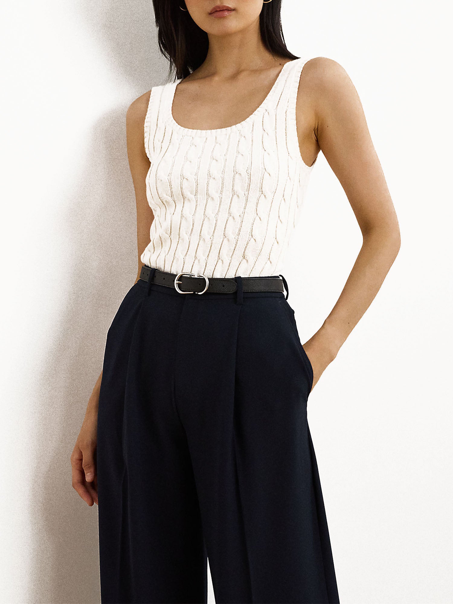 Lauren Ralph Lauren Malgione Cable Sleevlees Bianco