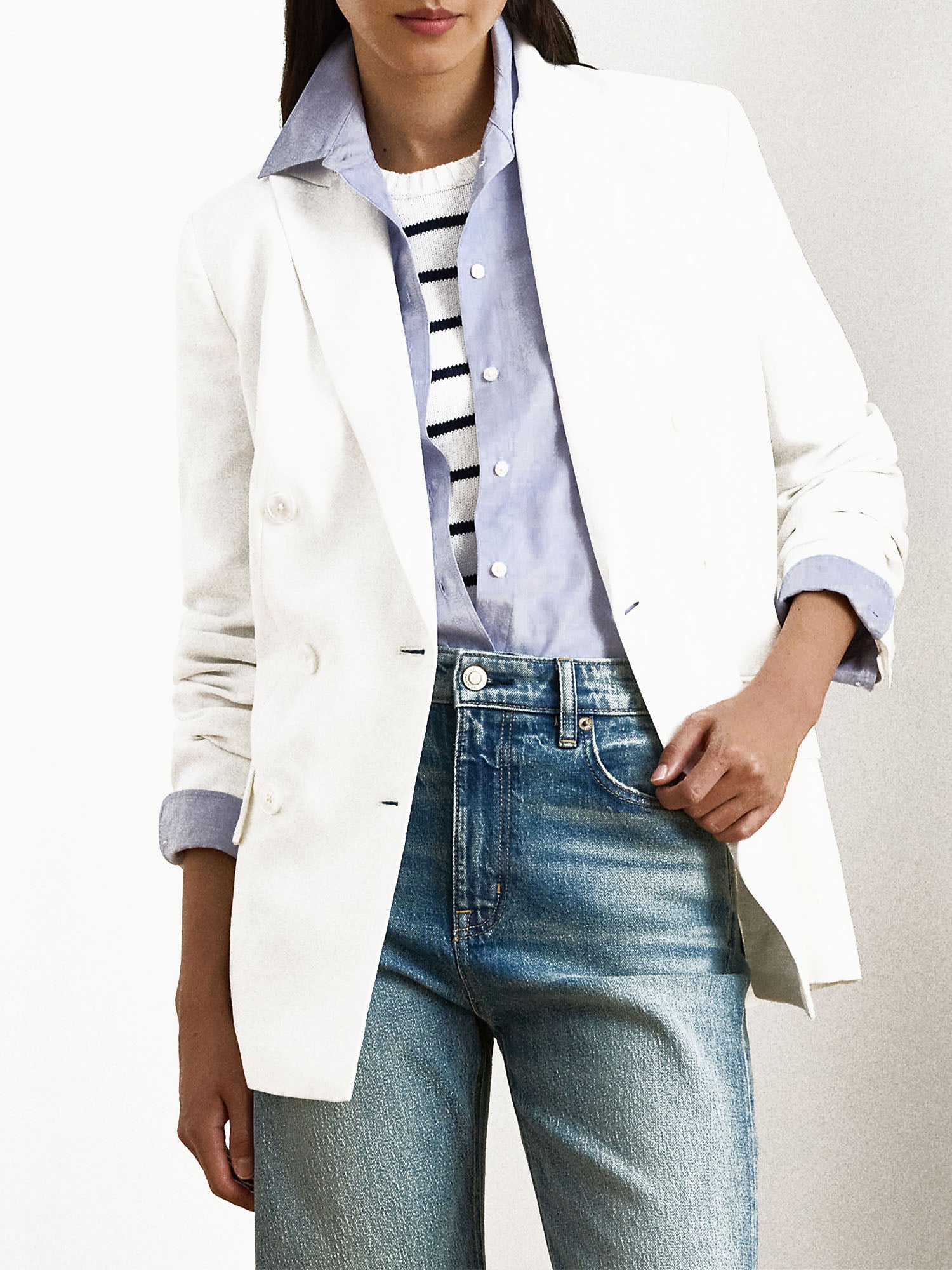 Lauren Ralph Lauren Blazer doppiopetto in twill Bianco