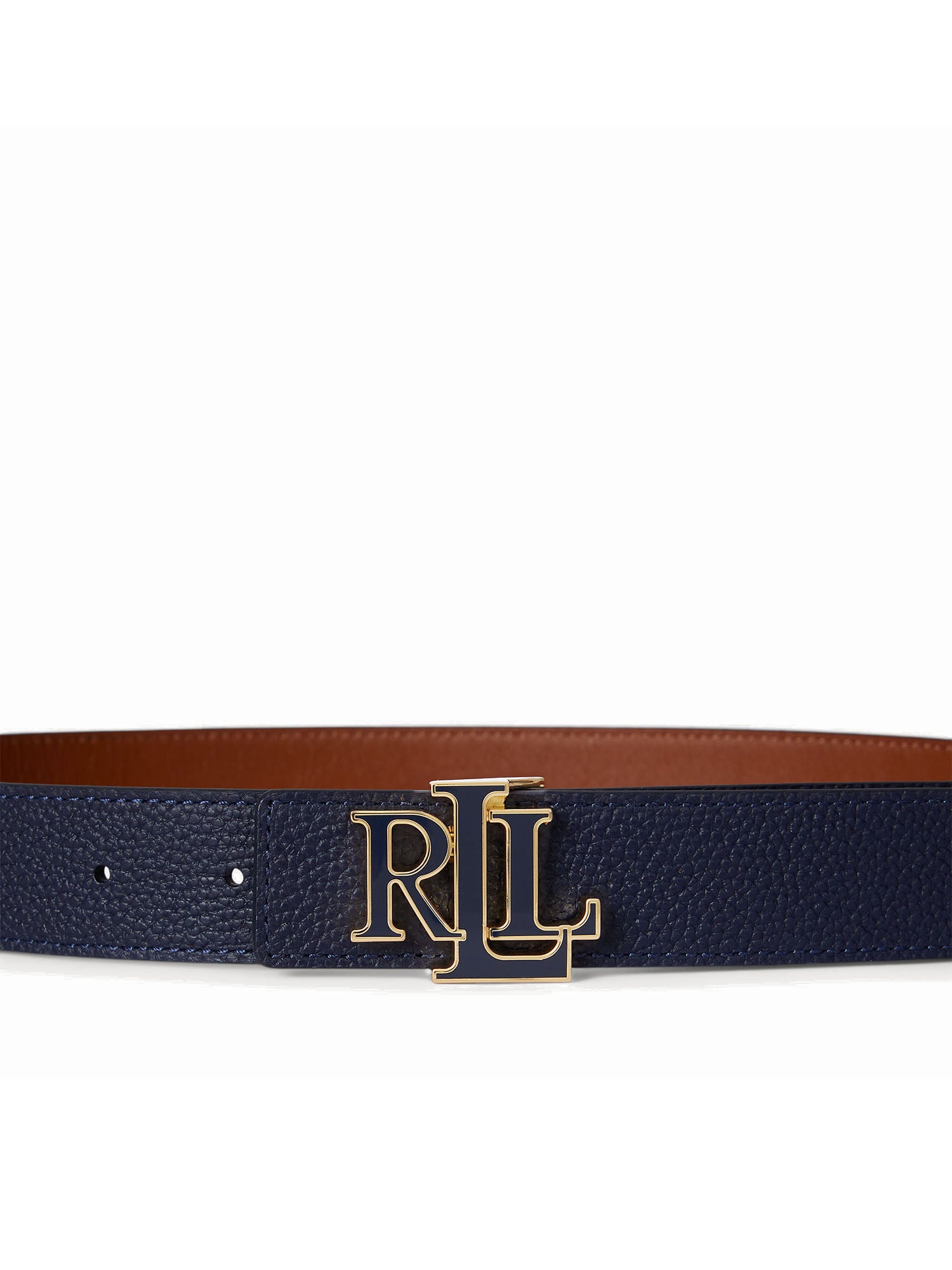 Lauren Ralph Lauren Cintura Reversibile Pebbled Medium Blu