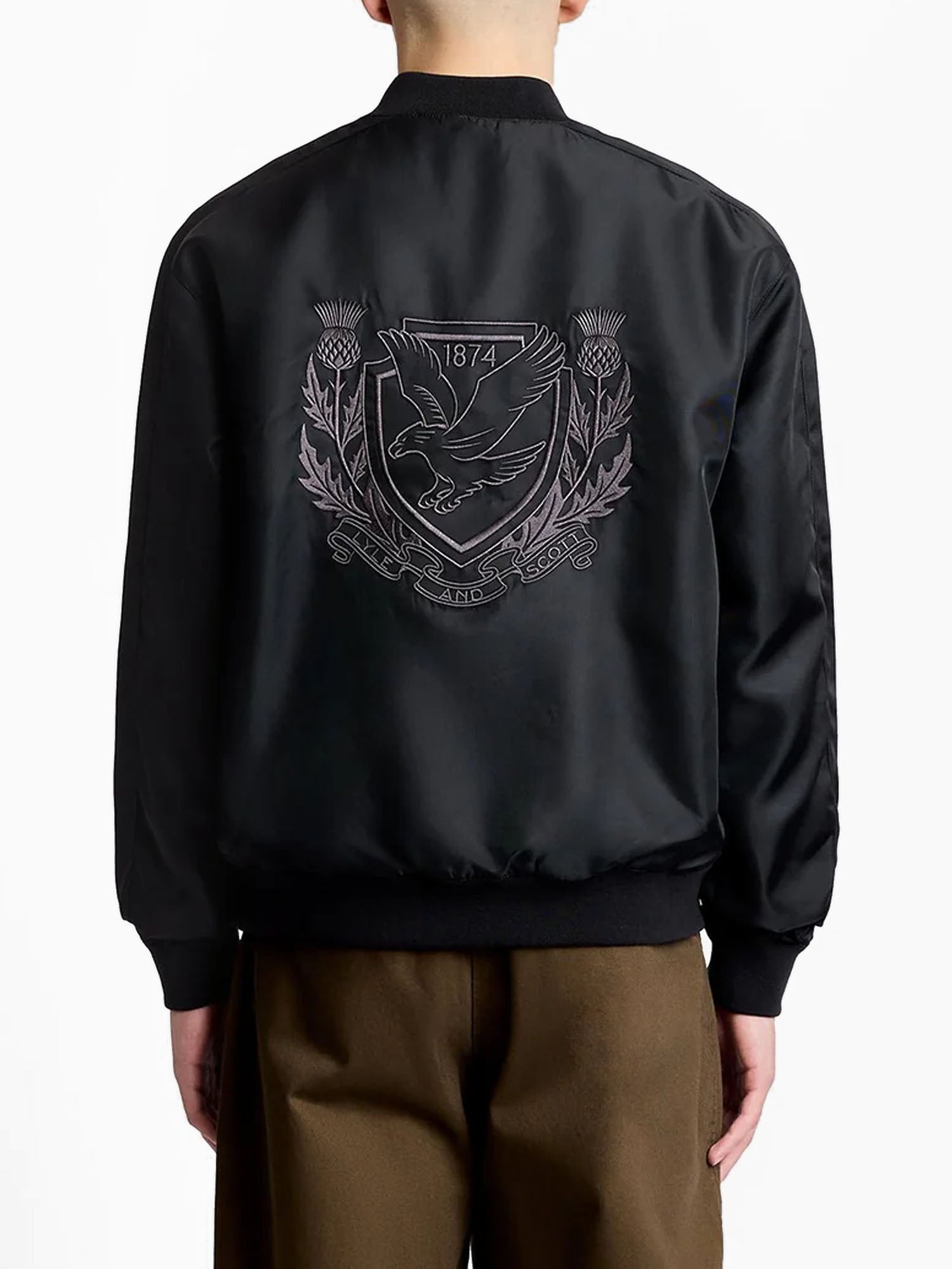 Lyle & Scott Jacket Embroidered Crest Varsity Nero