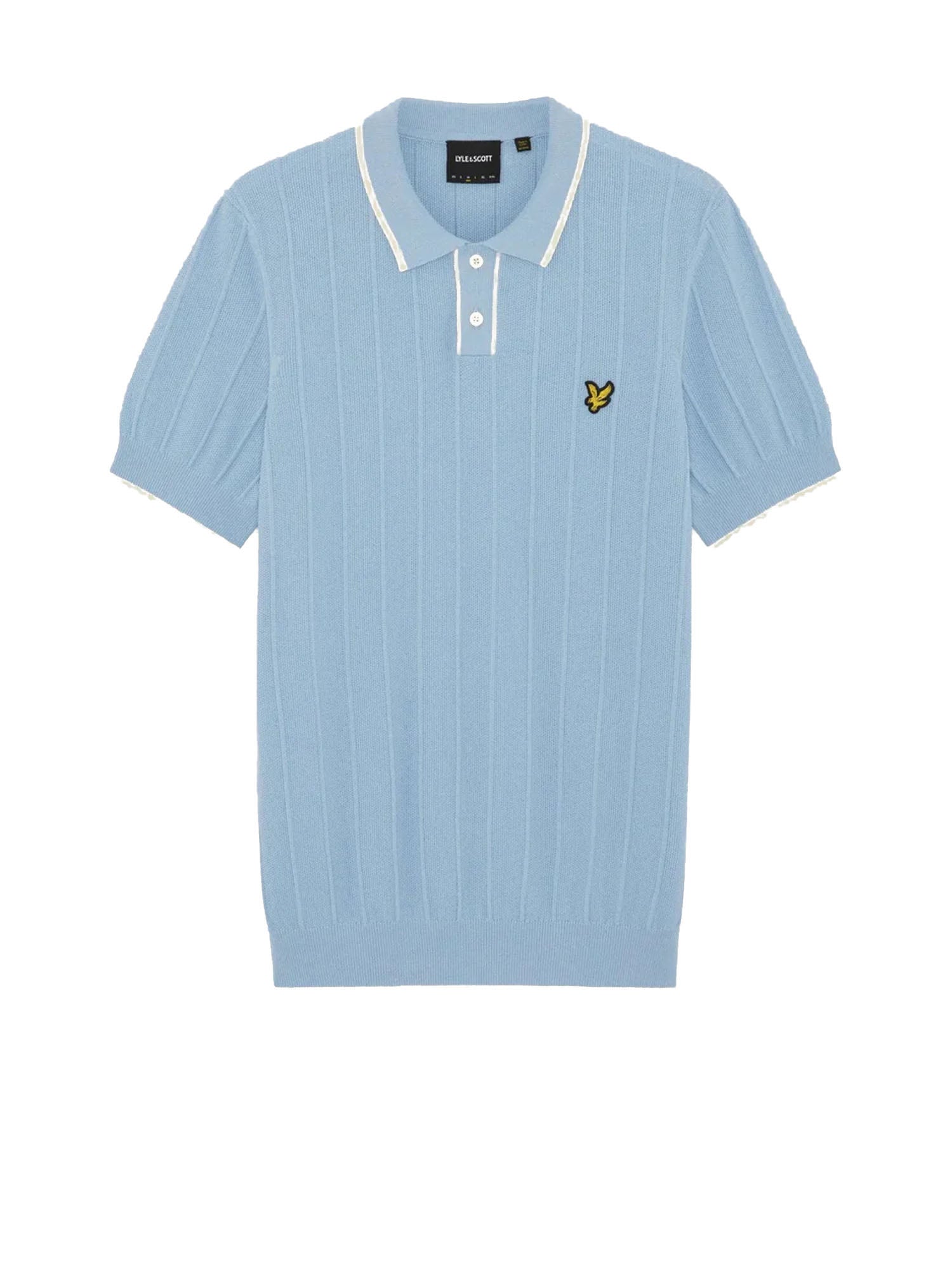 Lyle & Scott Polo Tipped Pique Knitted Celeste