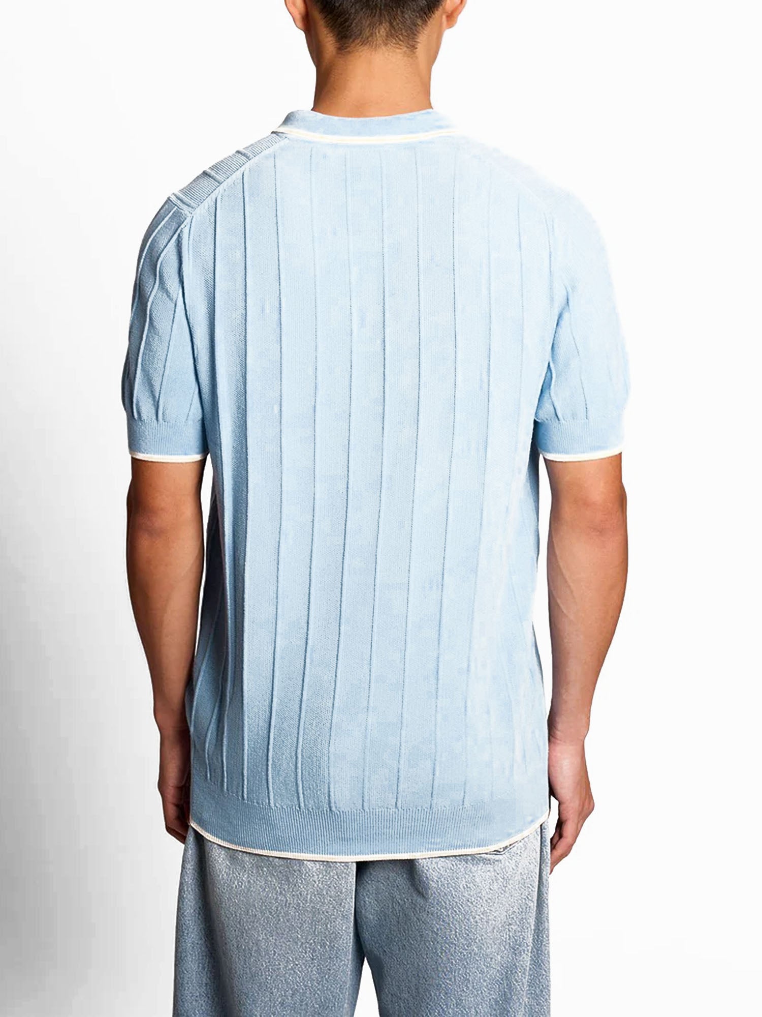 Lyle & Scott Polo Tipped Pique Knitted Celeste