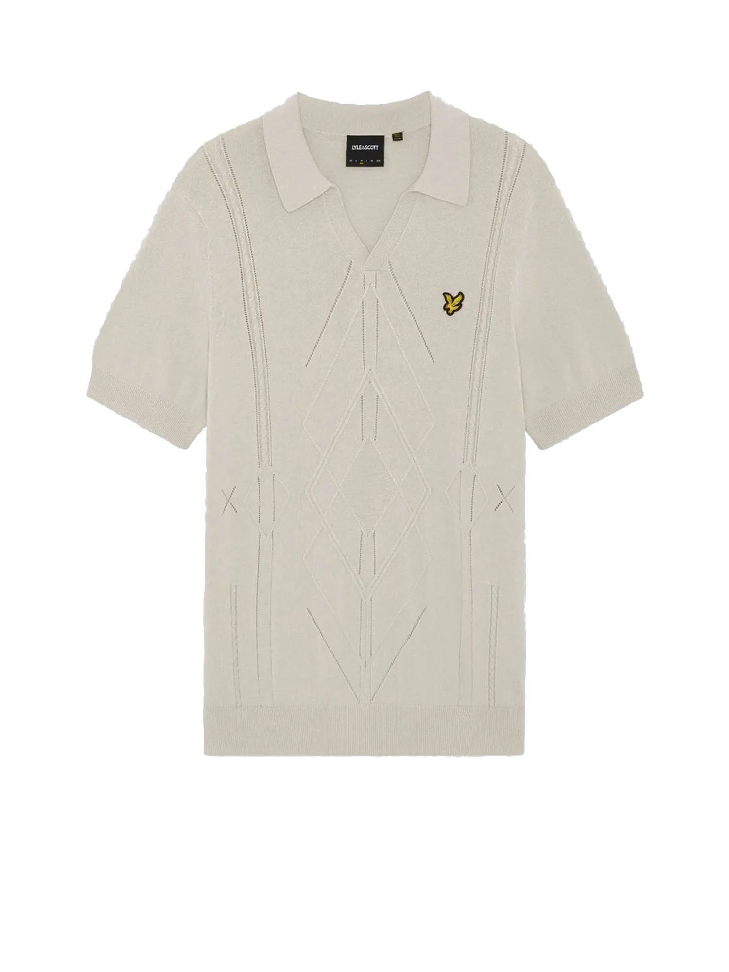 Lyle & Scott Polo Open Collar Argyle Knitted Grigio