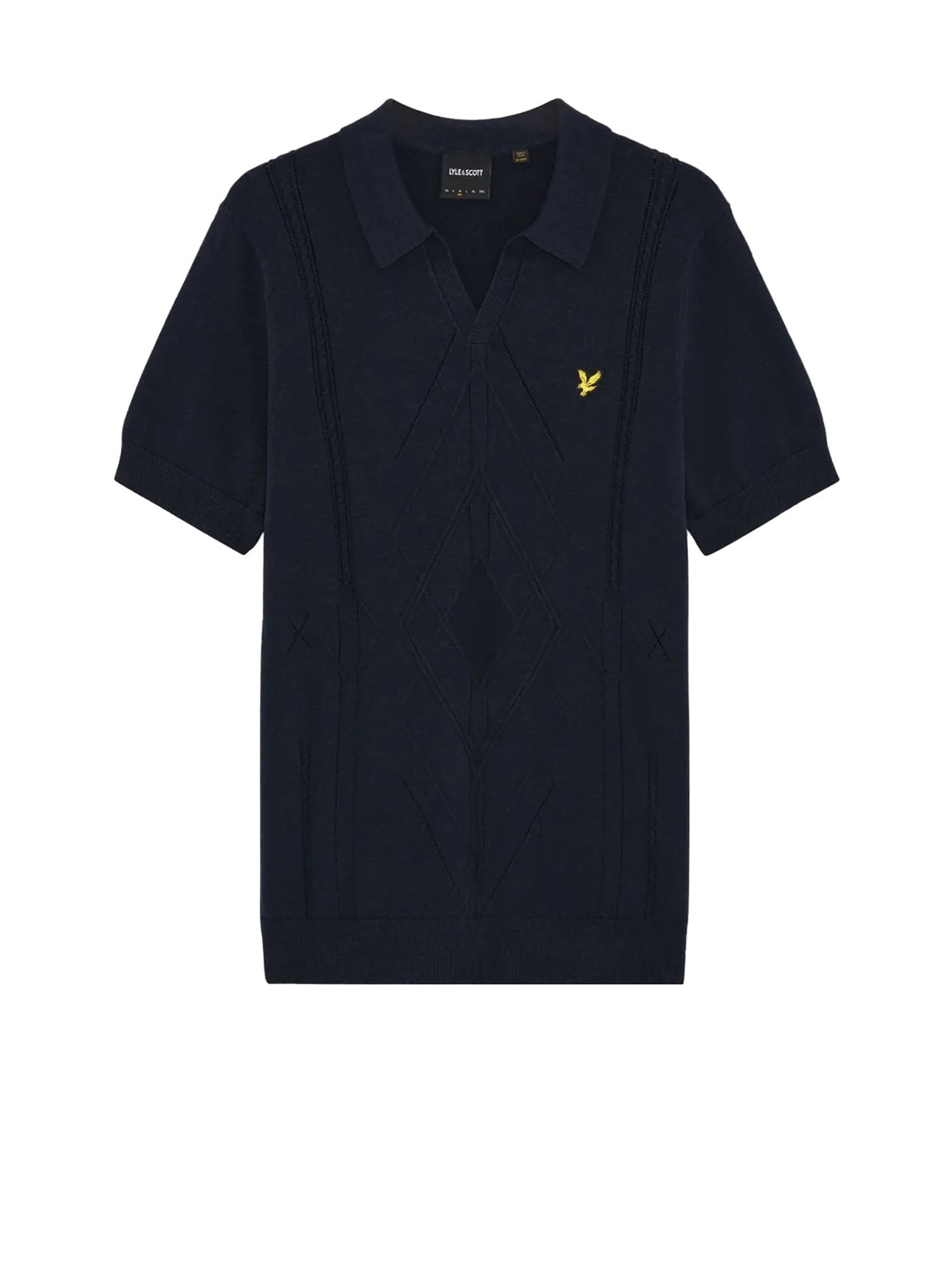 Lyle & Scott Polo Open Collar Argyle Knitted Blu