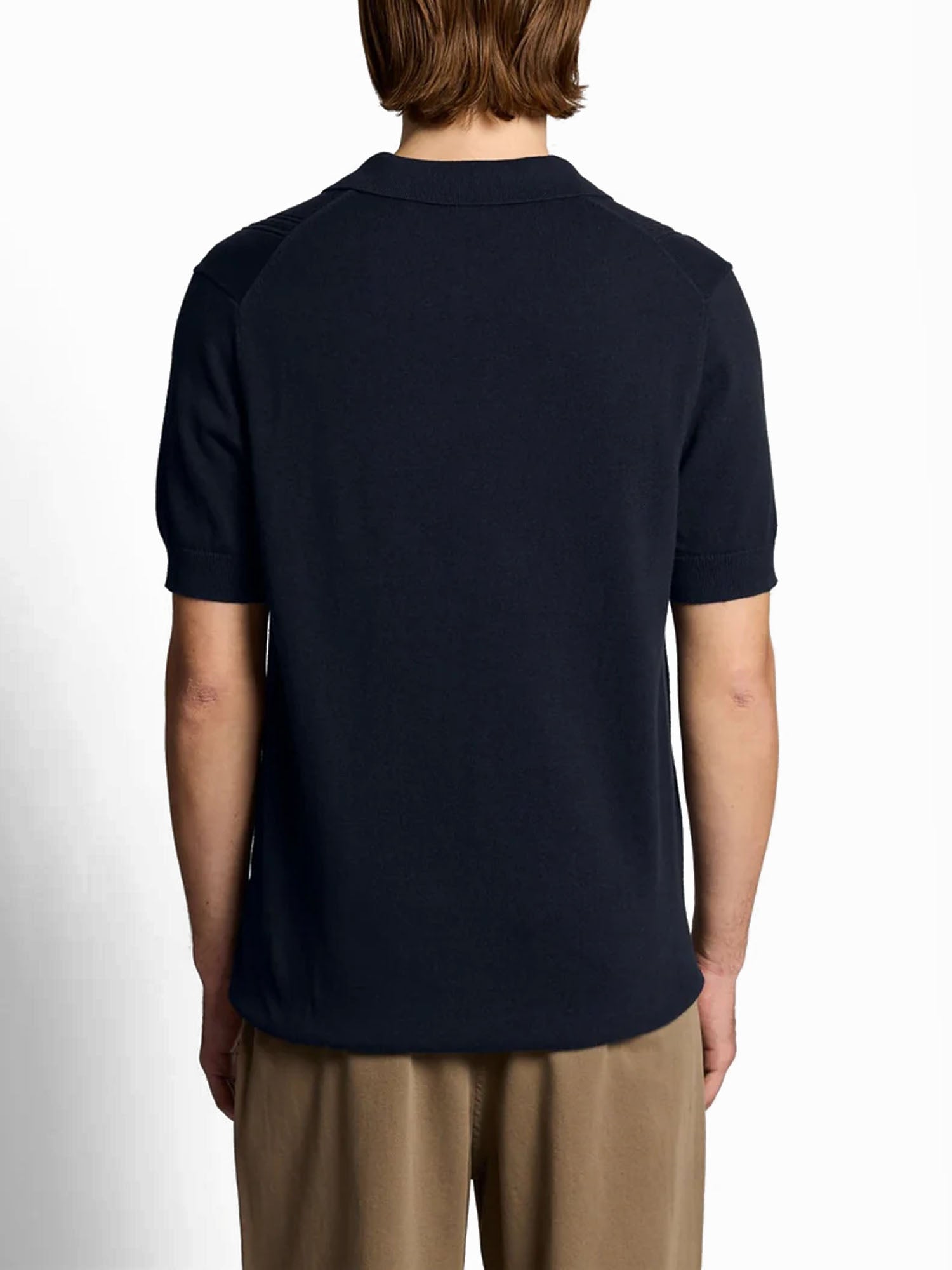 Lyle & Scott Polo Open Collar Argyle Knitted Blu