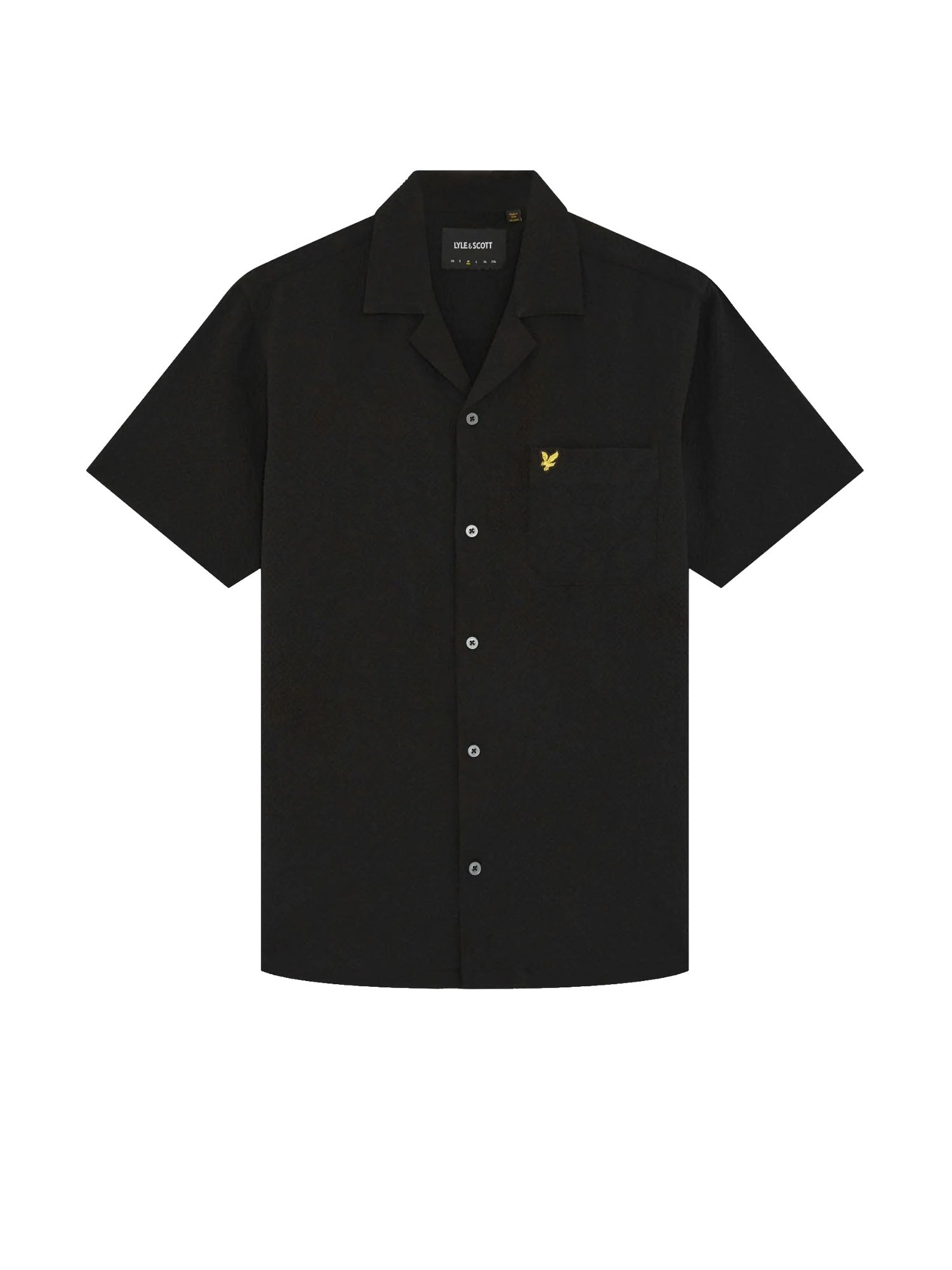 Lyle & Scott Camicia da resort a maniche corte stropicciata Nero