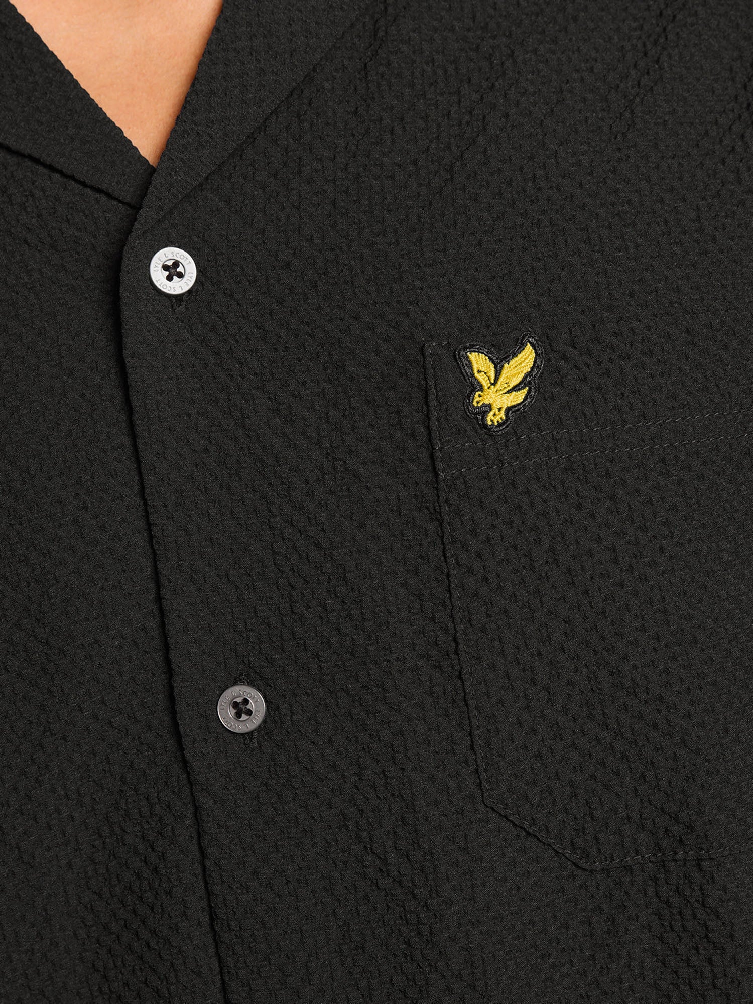 Lyle & Scott Camicia da resort a maniche corte stropicciata Nero