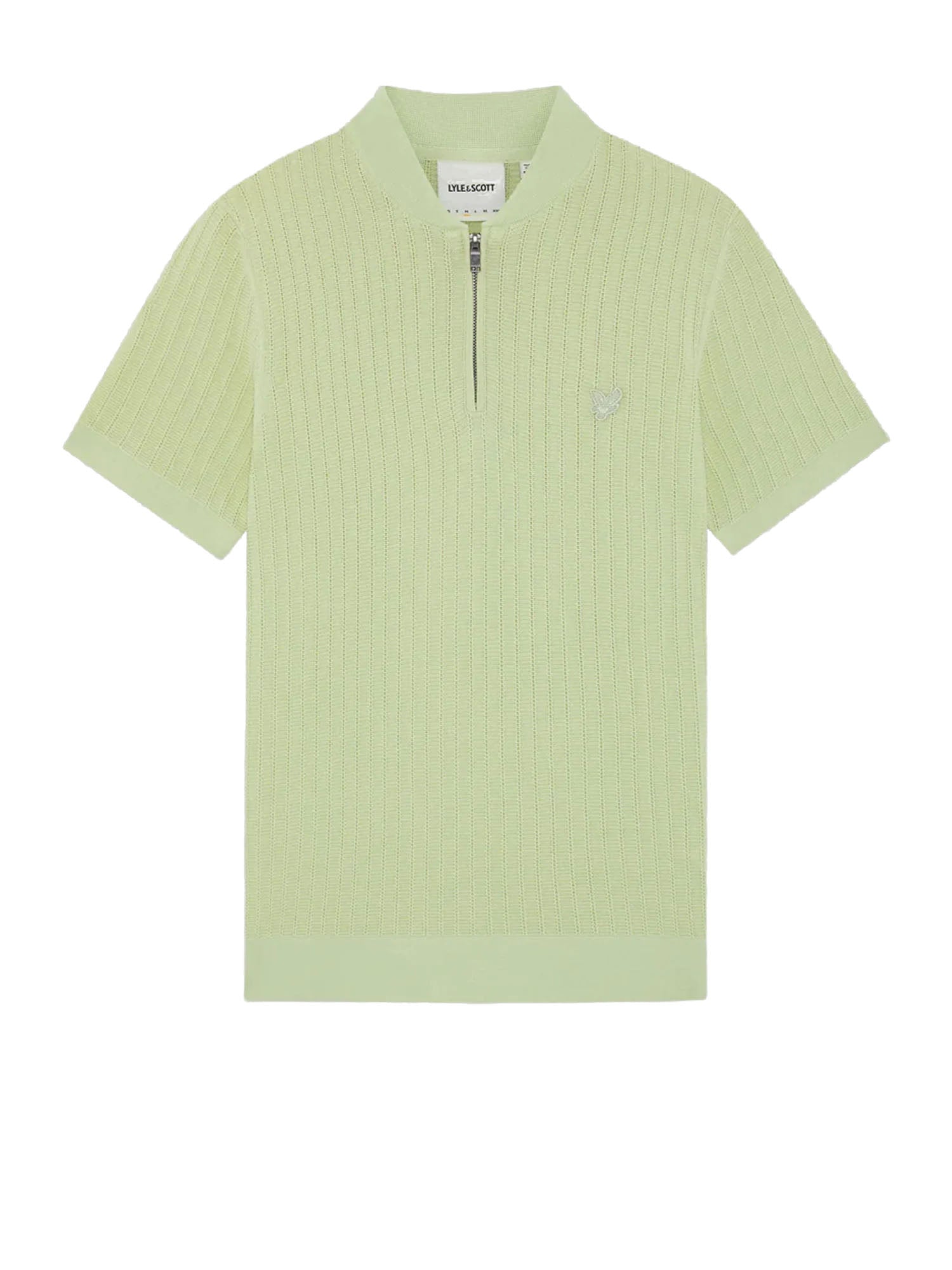 Lyle & Scott Polo Superfine Cotton 1/4 Zip Knitted Verde