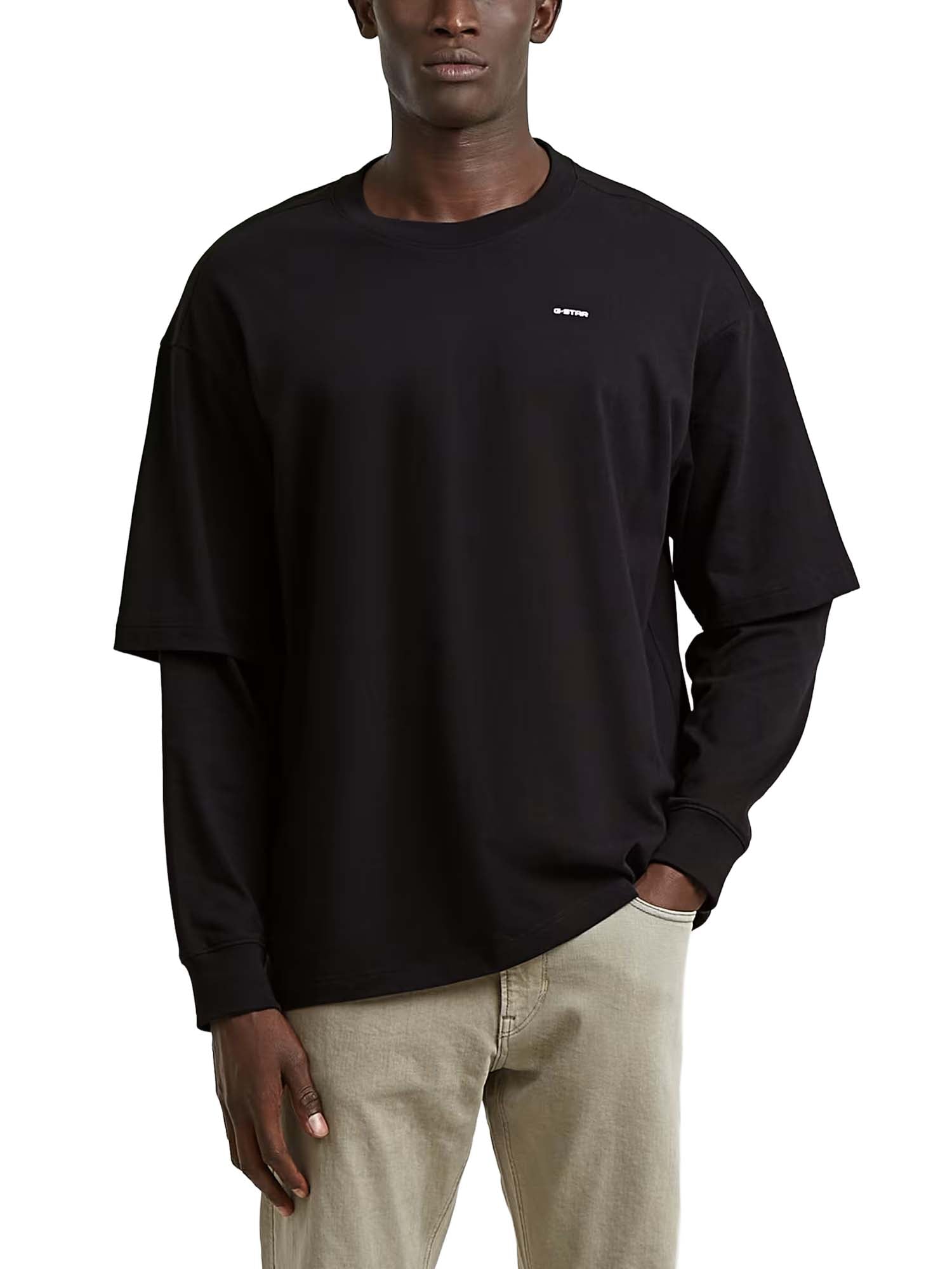 G-star T-Shirt Double Sleeve Loose Nero