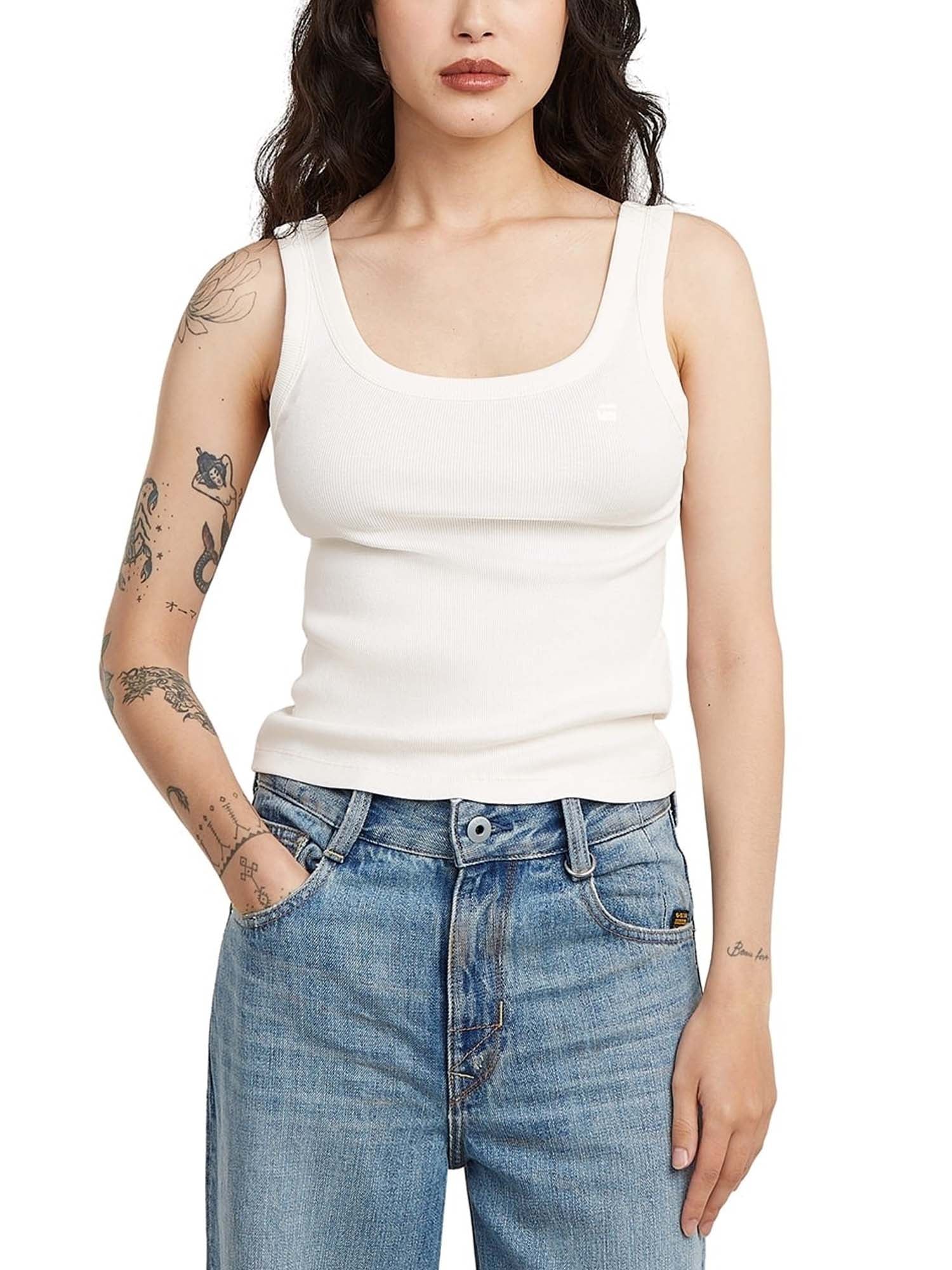 G-star T-Shirt Slim Rib Tank Bianco