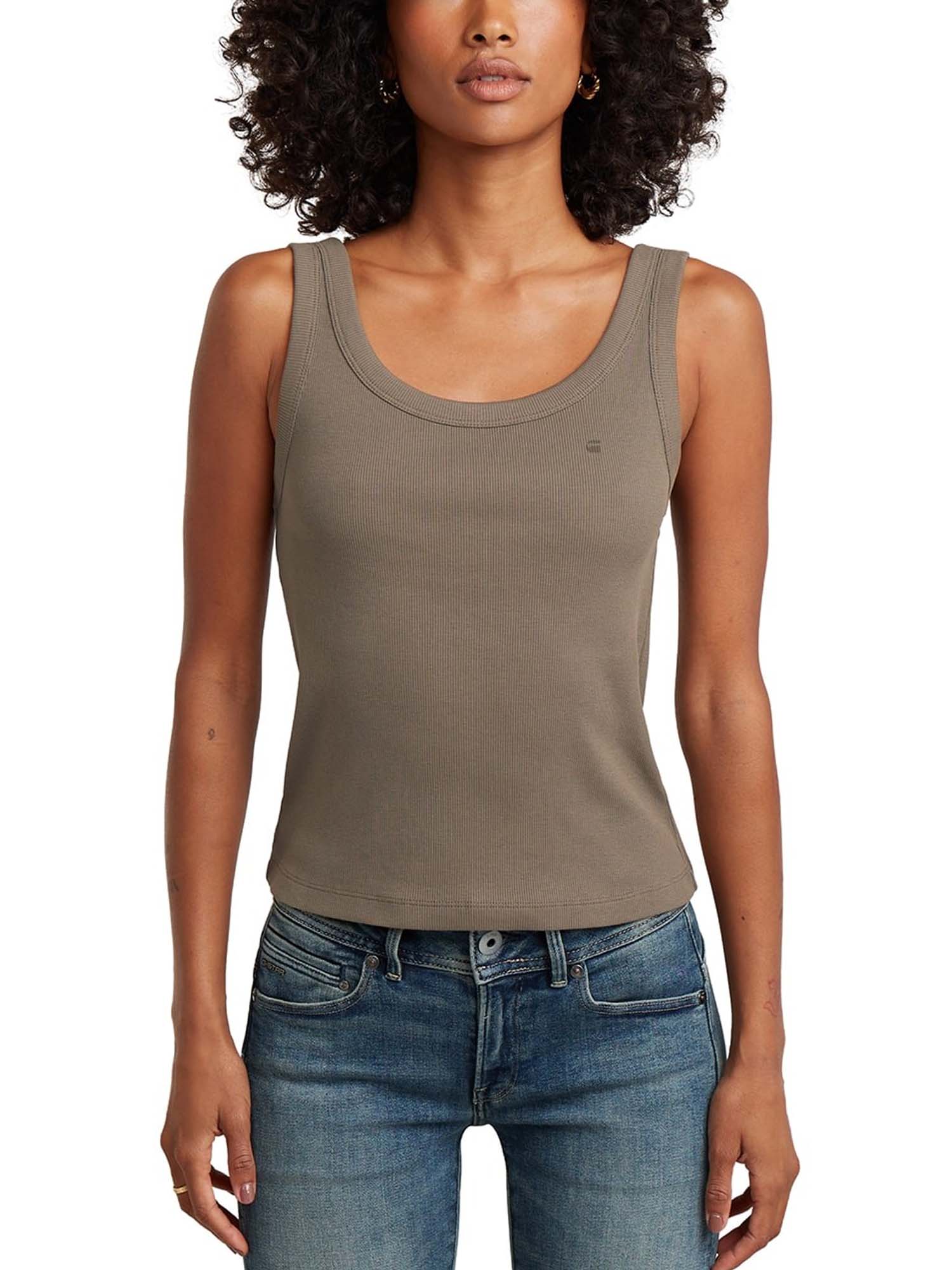 G-star T-Shirt Slim Rib Tank Marrone