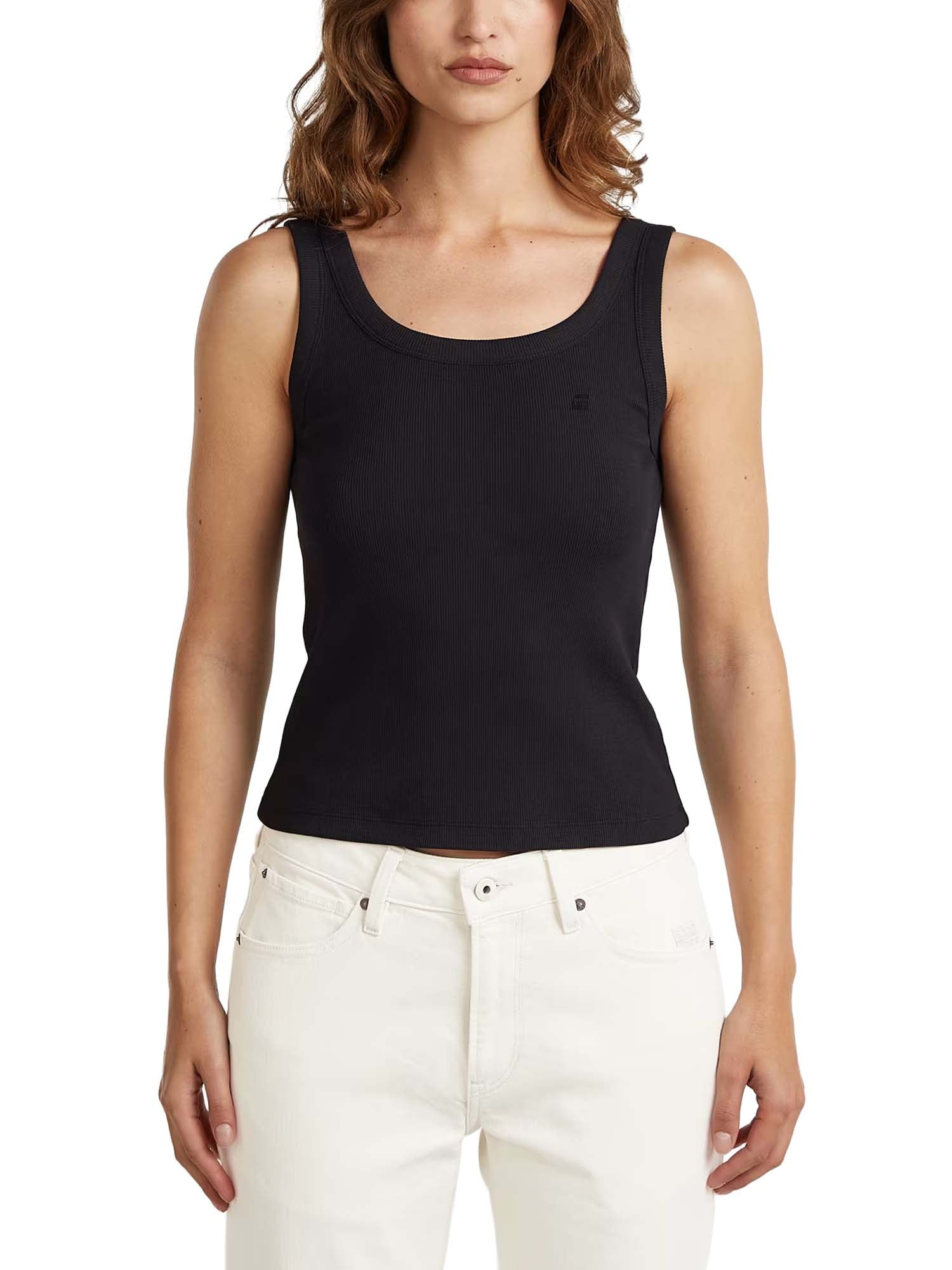 G-star T-Shirt Slim Rib Tank Nero