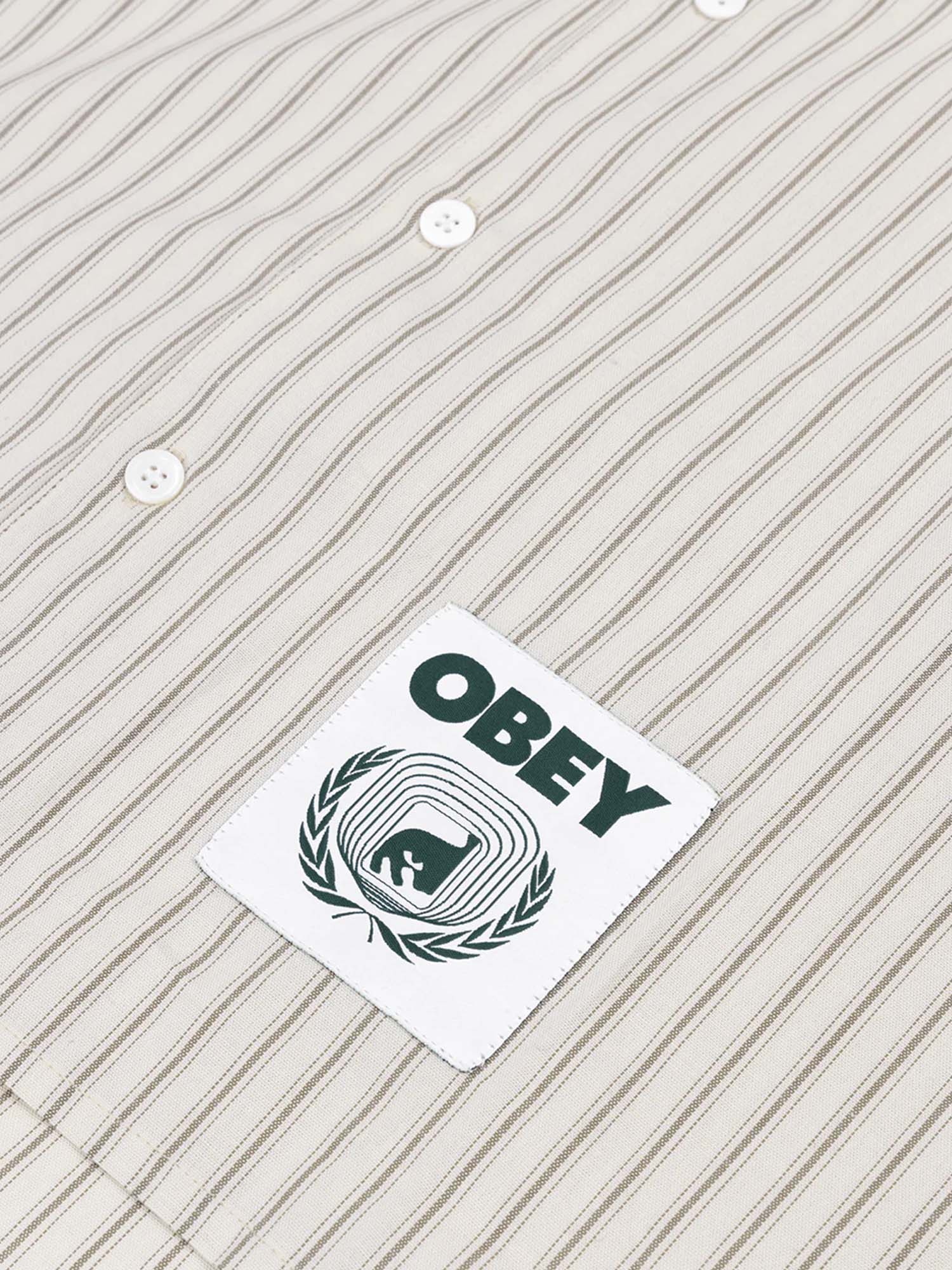 Obey Bochy Embroidered Shirt Beige
