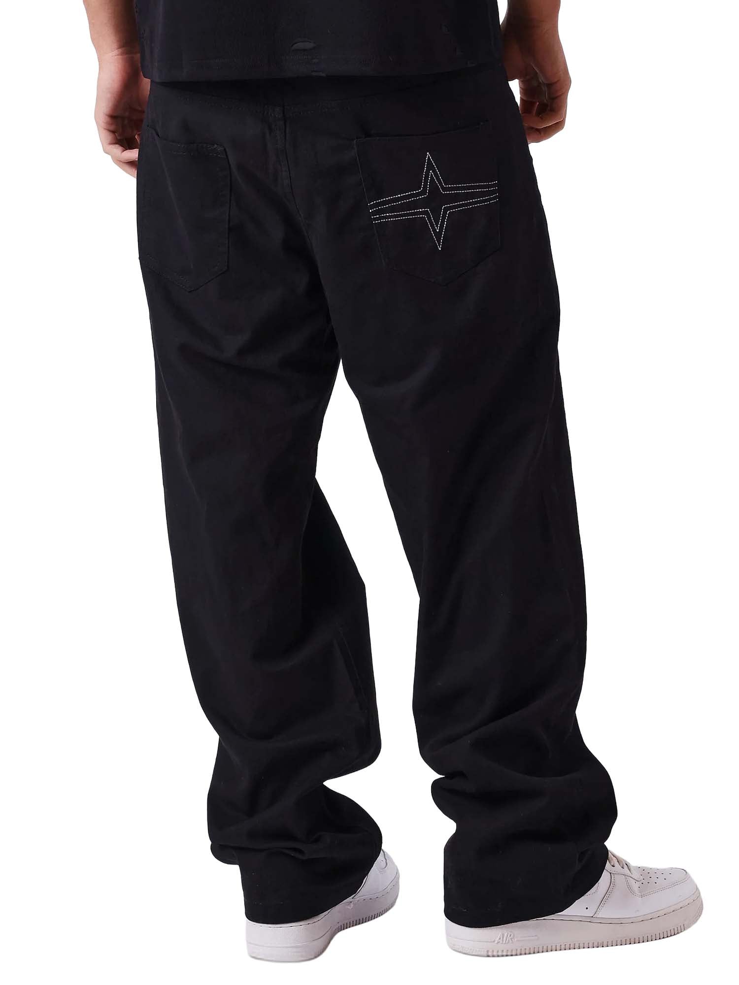 Project X Paris Pantalone Sovrapposizione a Vita a Contrasto Nero