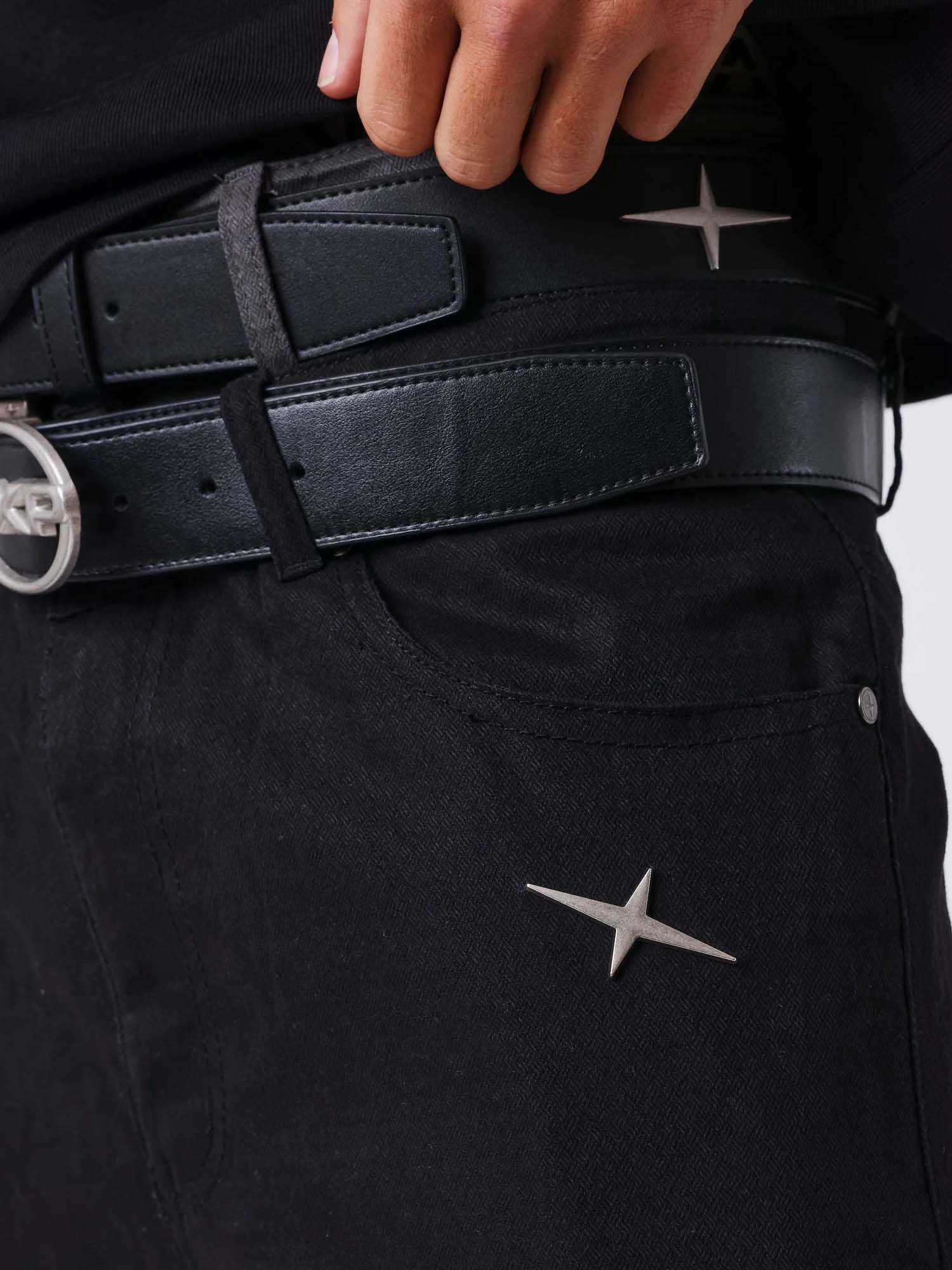Project X Paris Pantalone Sovrapposizione a Vita a Contrasto Nero
