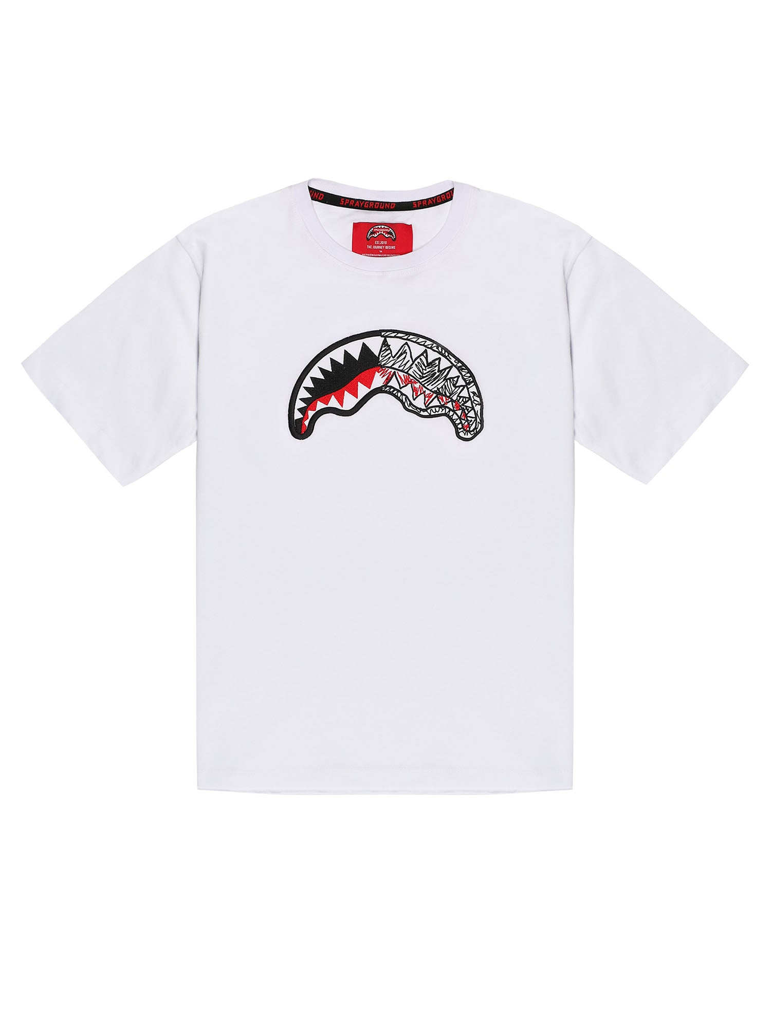 Sprayground T-shirt Shark Sketch Over Kids Bianco